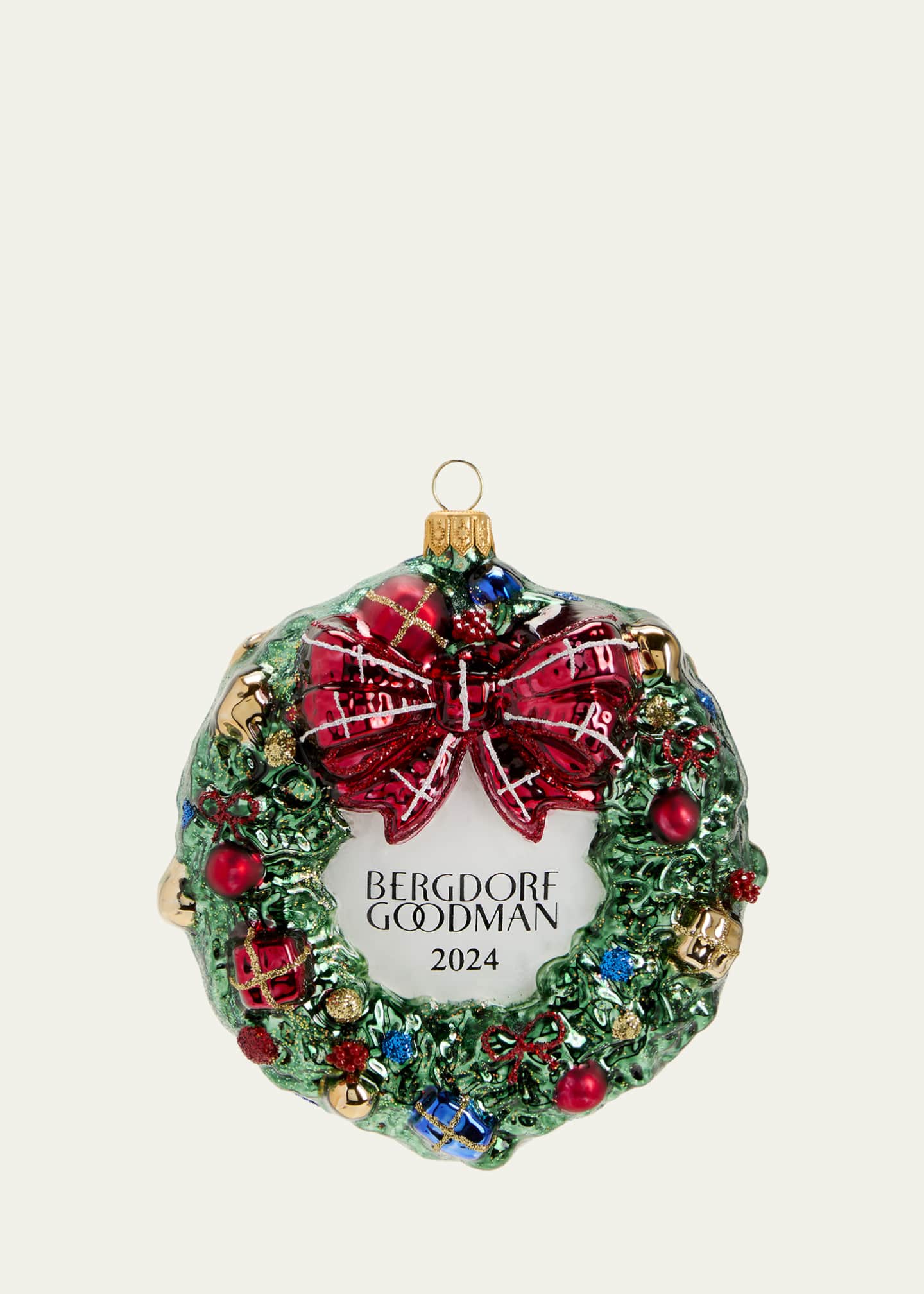 Bergdorf Goodman BG Wreath with Presents Christmas Ornament Bergdorf