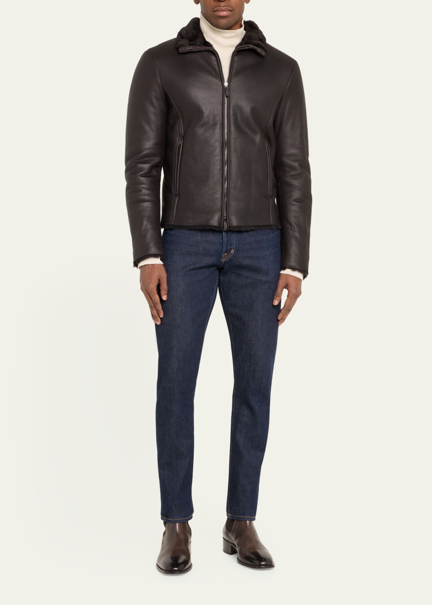 Emporio Armani Shearling Jacket in Black for Men