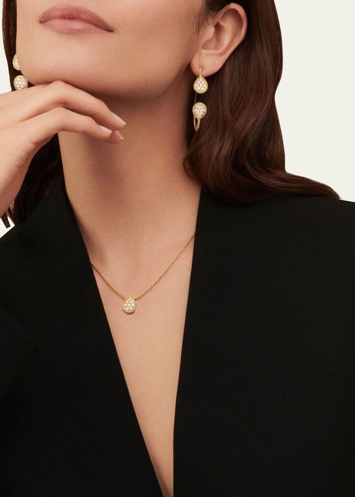 Boucheron serpent boheme small diamond pendant necklace in yellow gold