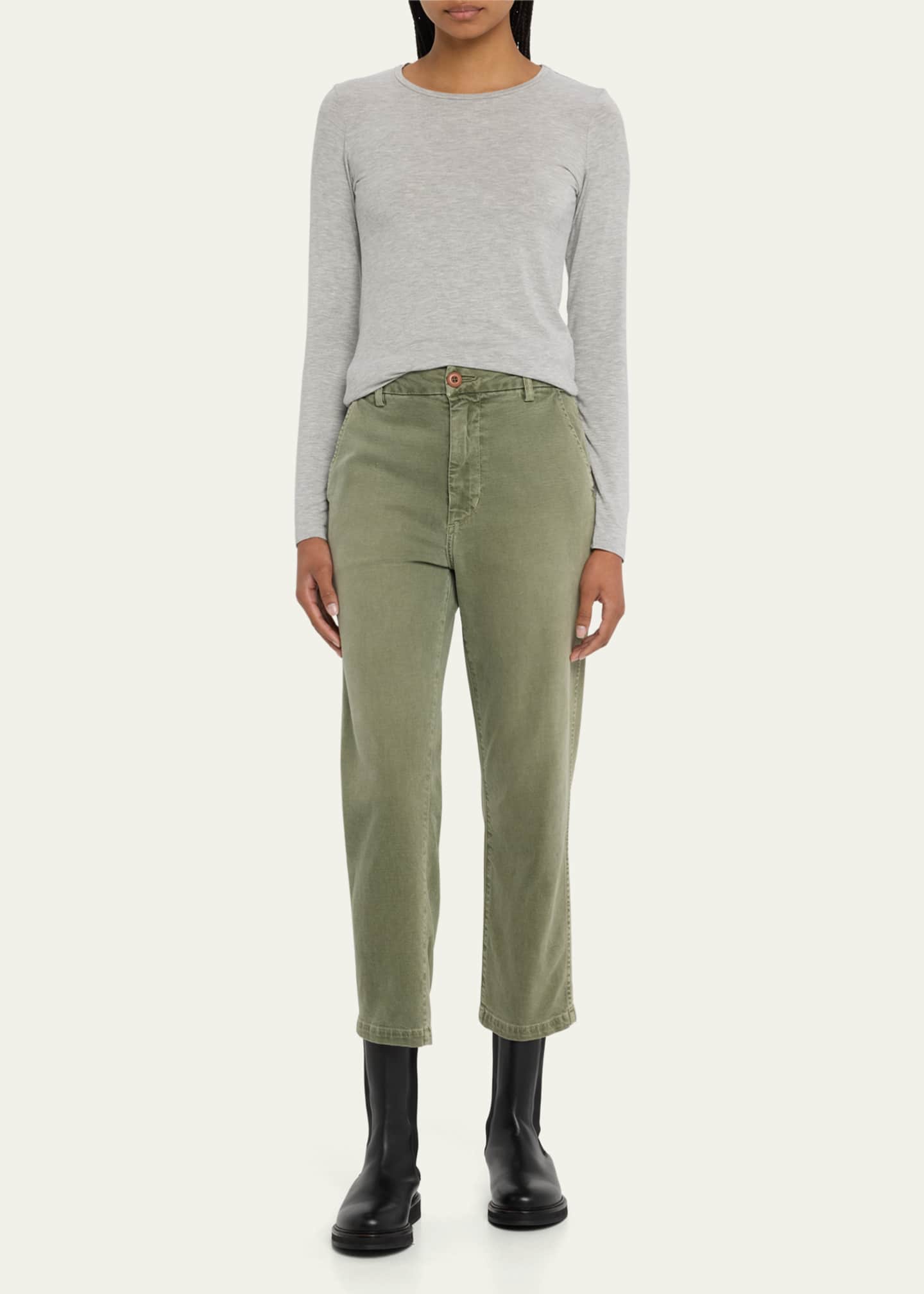 AMO Denim Easy Relaxed Straight-Leg Crop Trousers Image 2 of 5