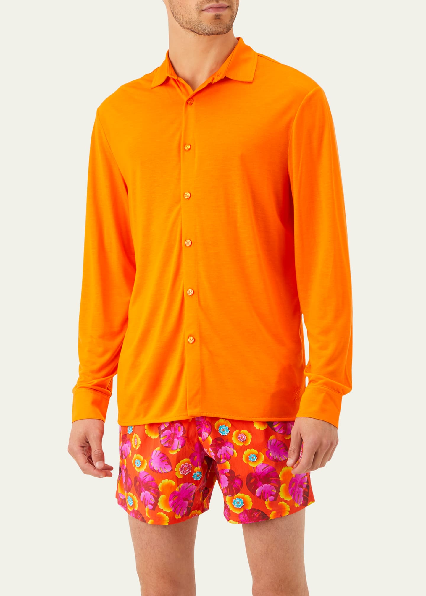 Vilebrequin Men's ButtonDown LongSleeve Jersey Shirt Bergdorf Goodman