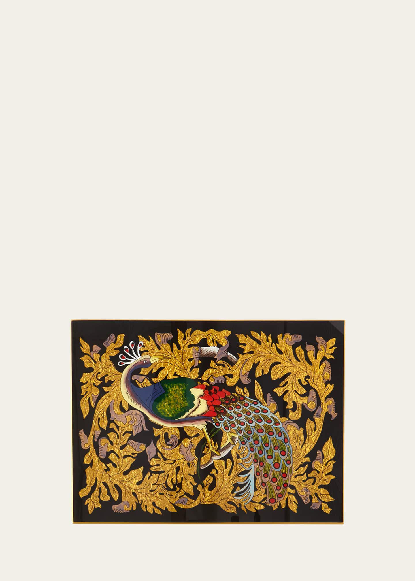 Nomi K Golden Leaf Peacock Glass Placemat