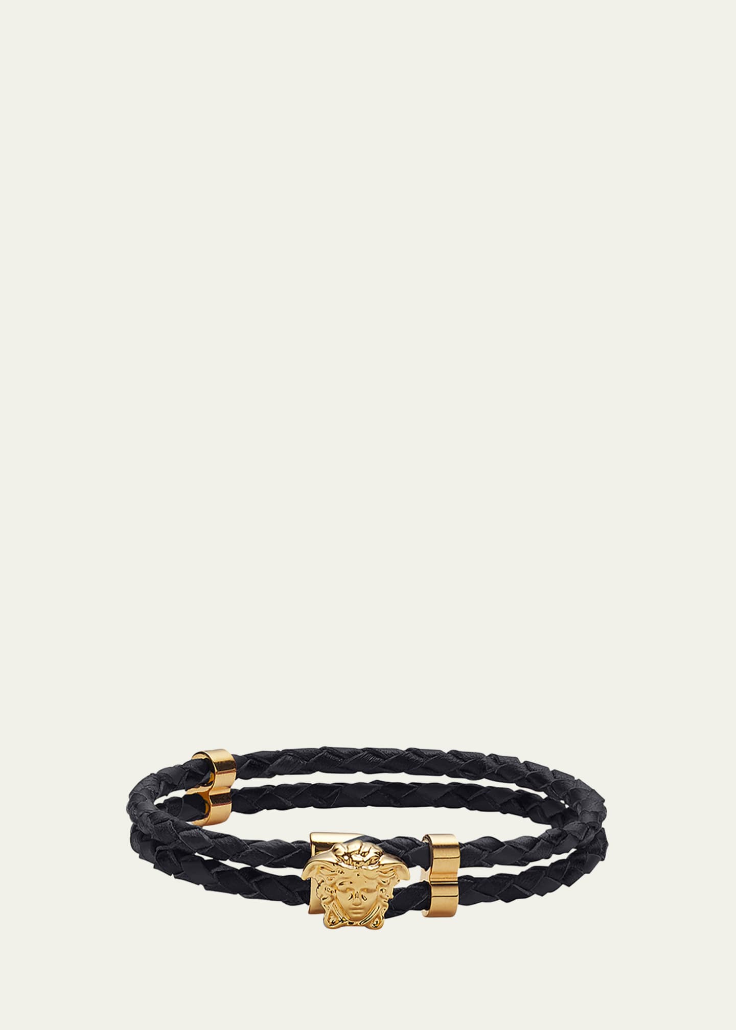 Versace Men's Medusa Two-Row Braided Leather Bracelet Image 1 of 2
