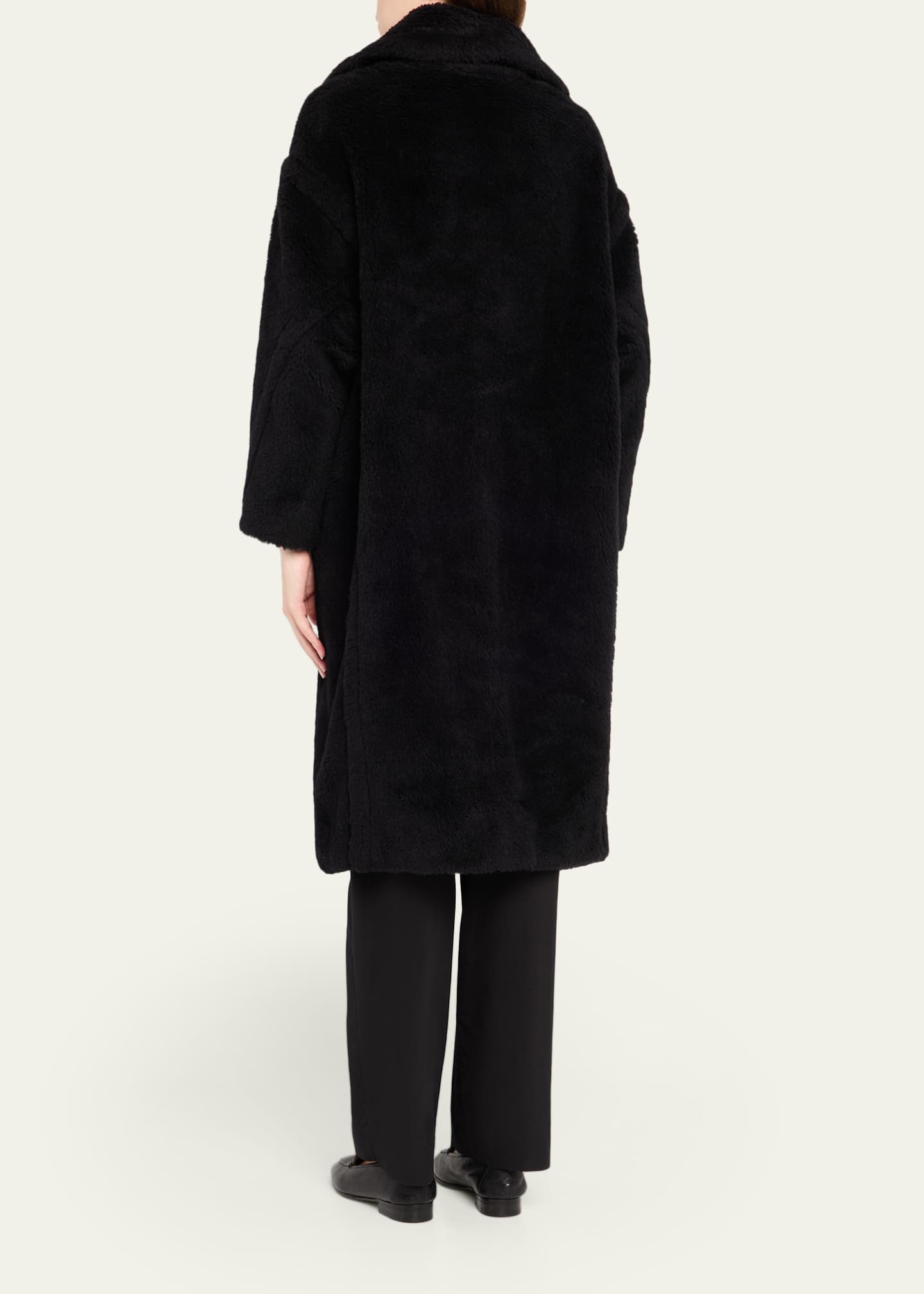 Max Mara Alpaca-Silk Teddy Knit Coat, Black - Bergdorf Goodman