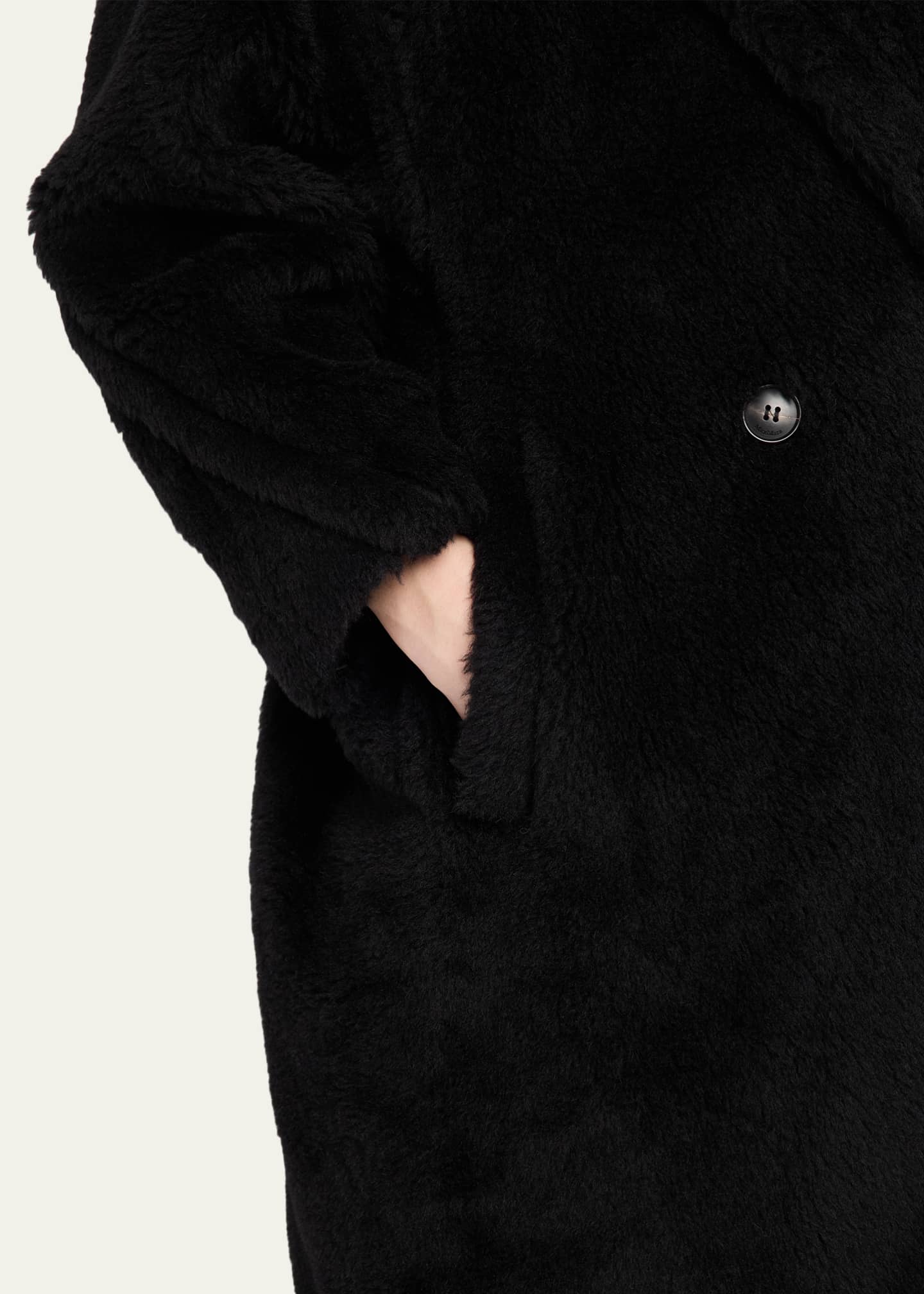 Max Mara Alpaca-Silk Teddy Knit Coat, Black - Bergdorf Goodman