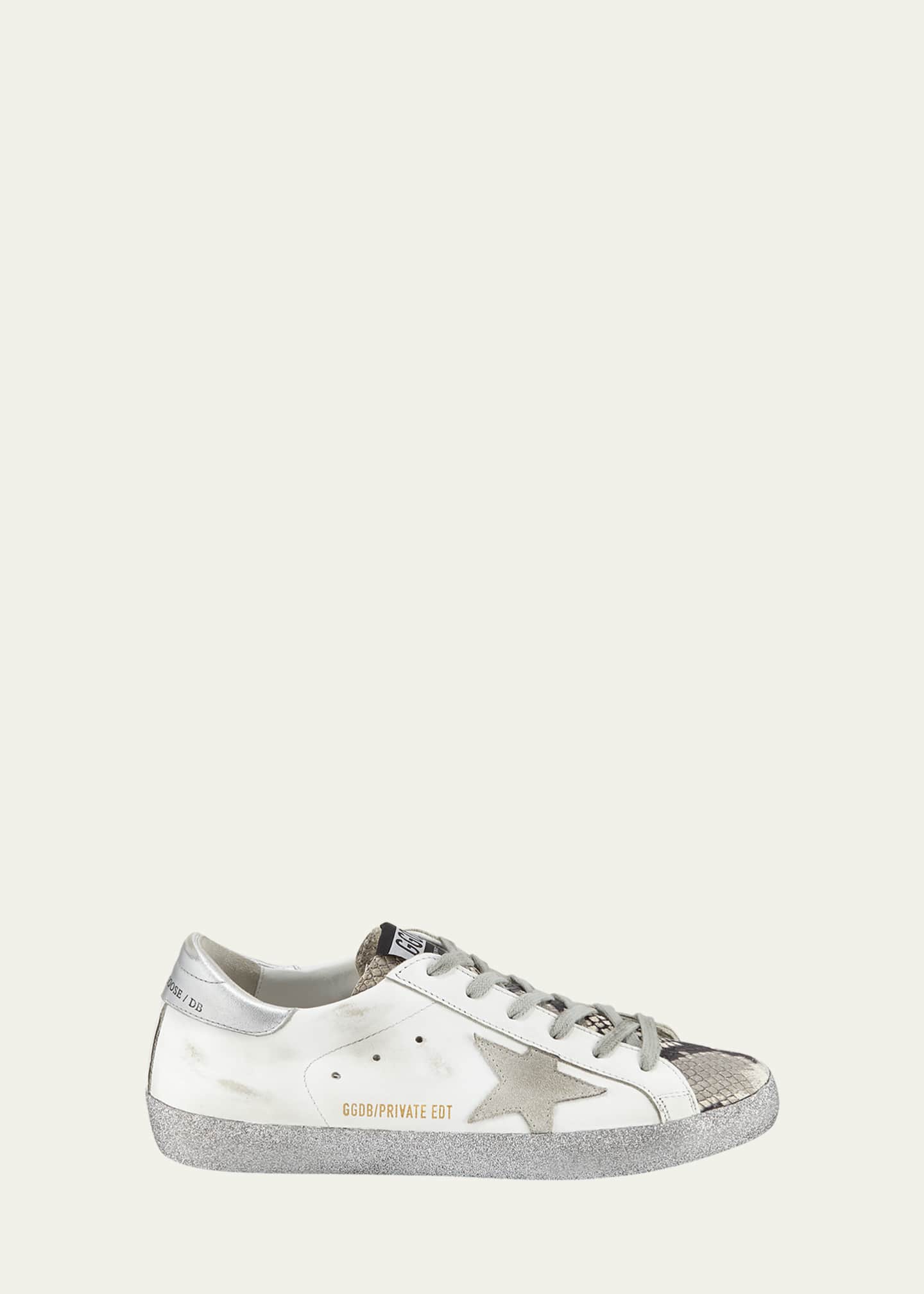 Golden Goose Superstar Snake-Print and Glitter Sneakers Image 1 of 2