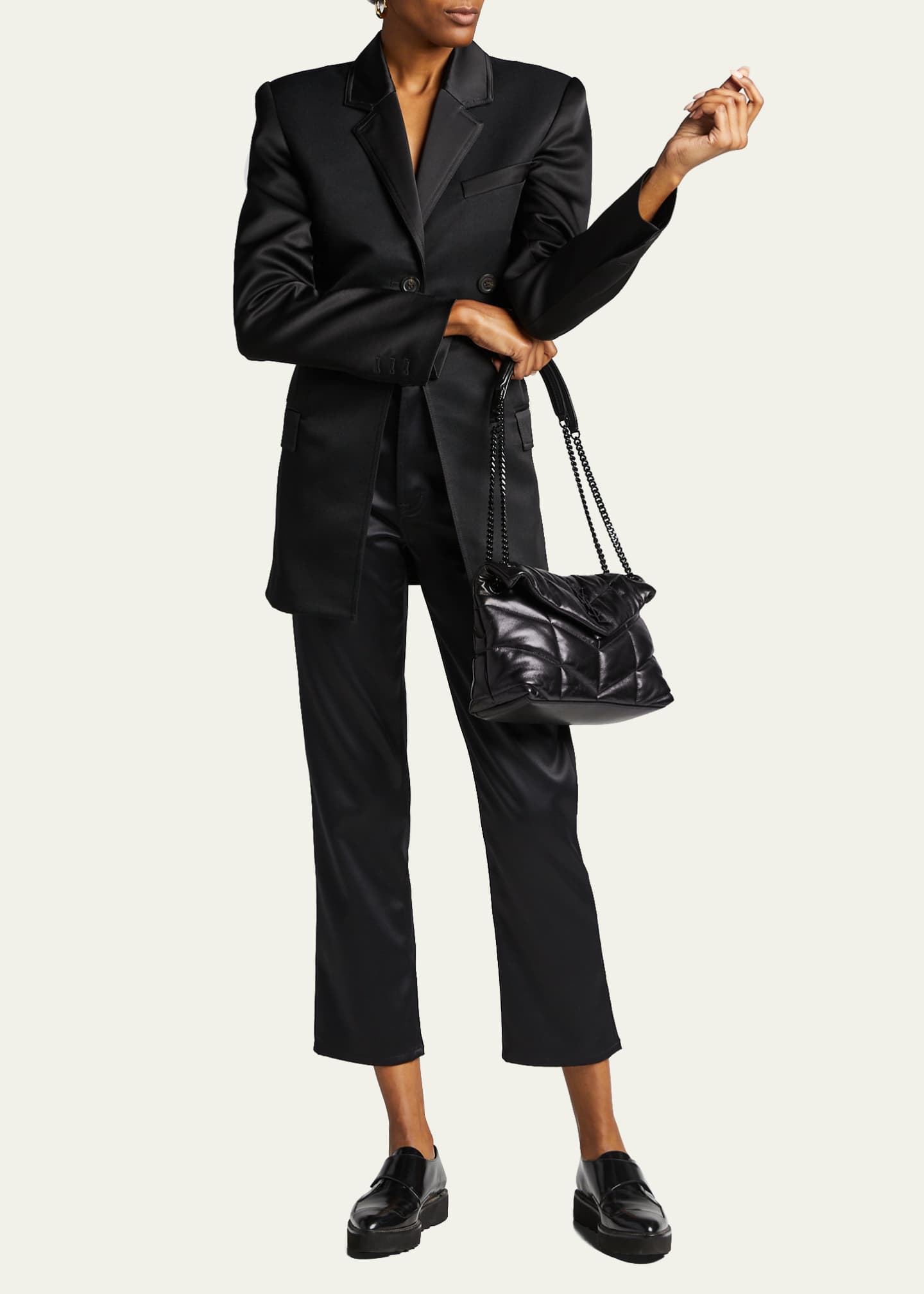 Lou Puffer Small YSL Shoulder Bag in Quilted Leather