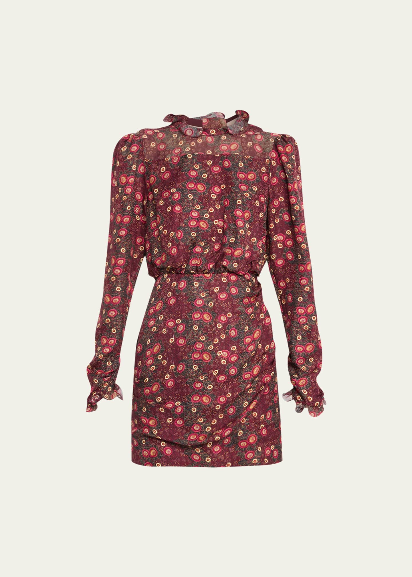 Saloni Rina B Long Sleeve High Neck Cocktail Dress Bergdorf Goodman
