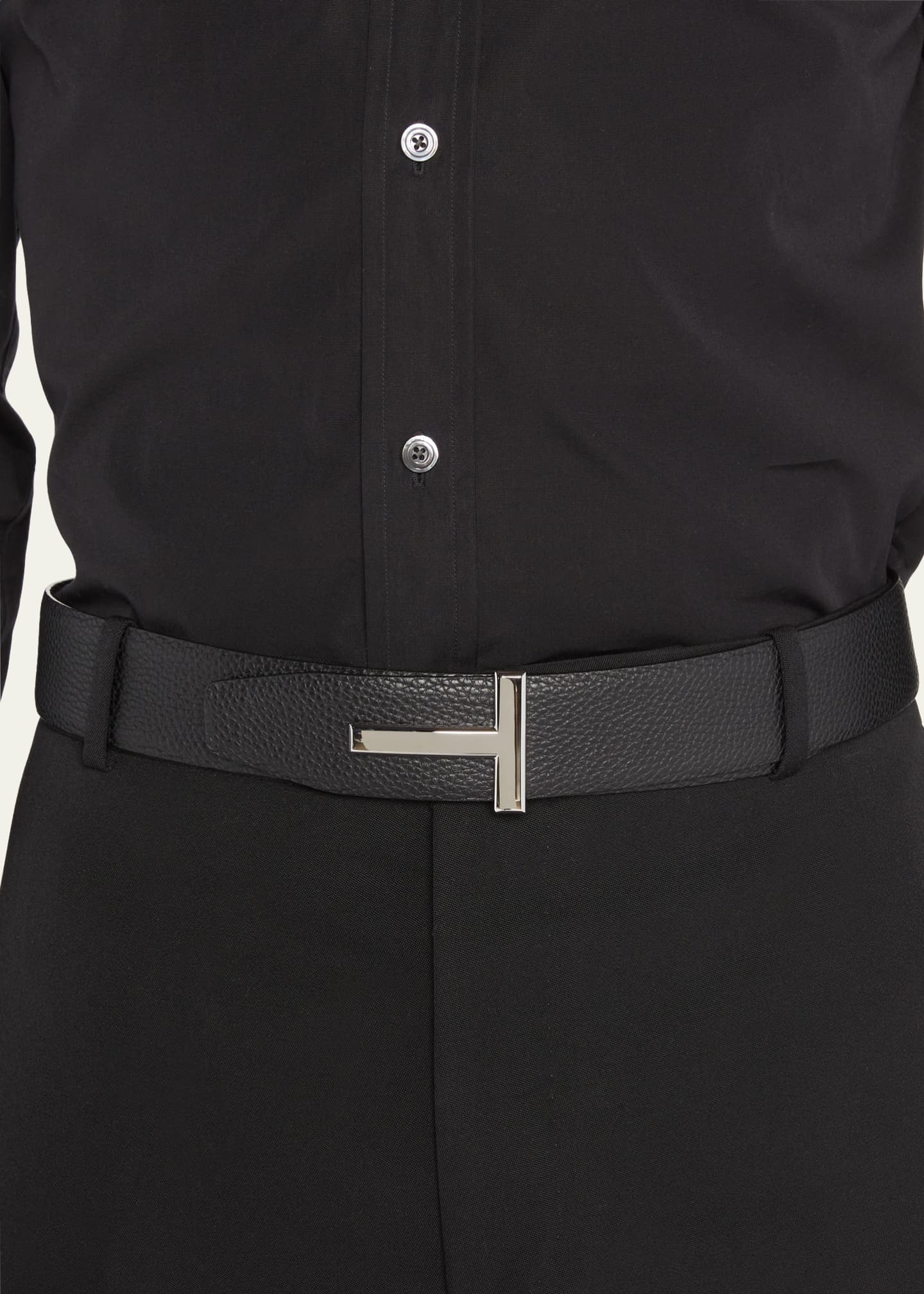 TOM FORD Men's Signature T Reversible Leather Belt