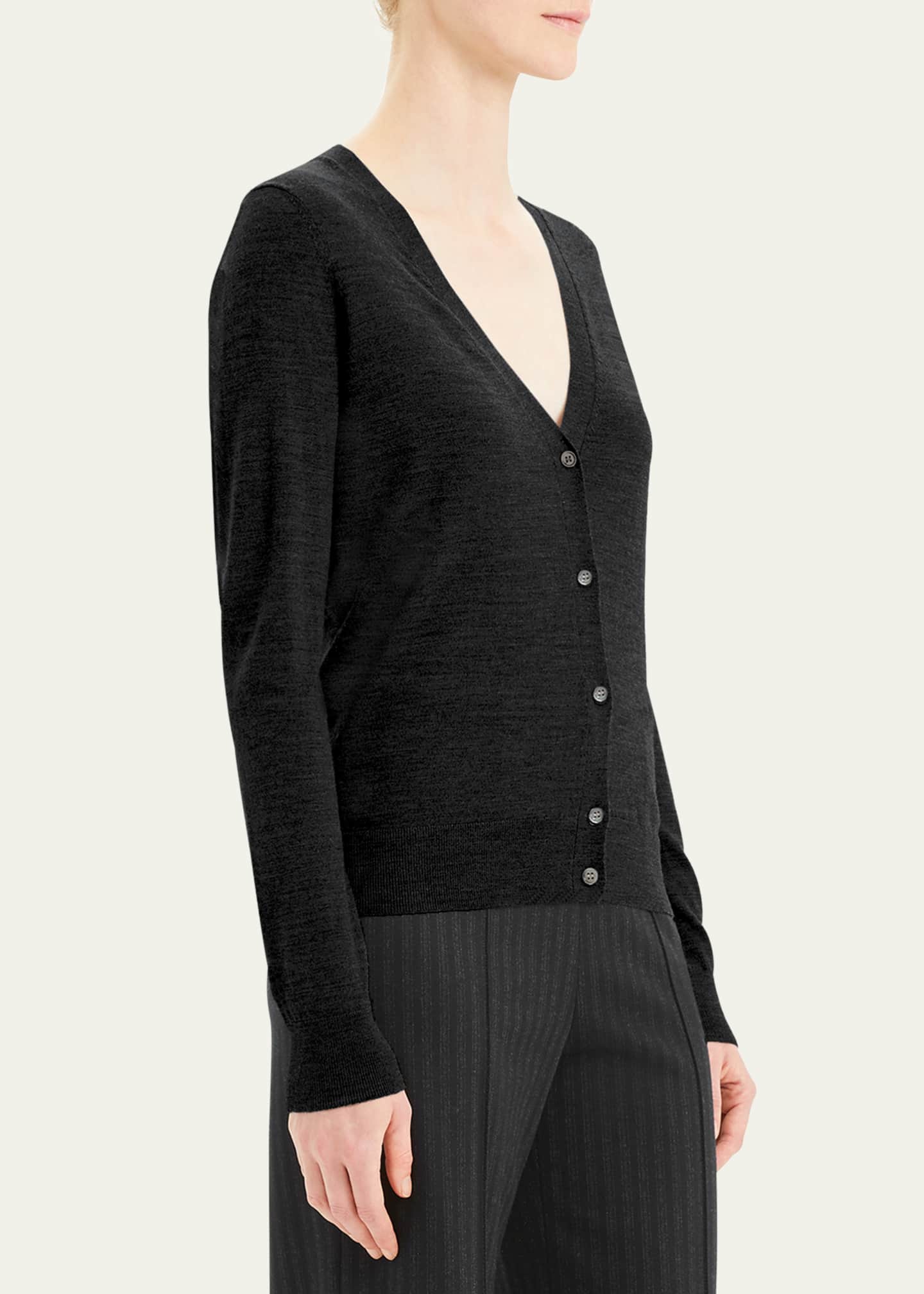 Theory V Neck Button Front Regal Wool Cardigan