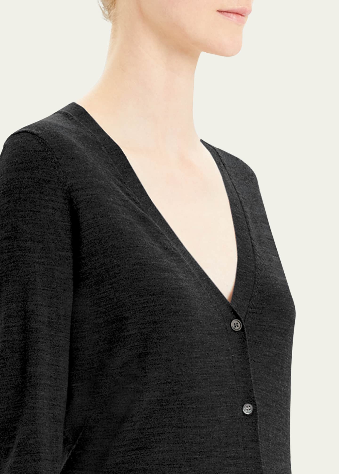 Theory V Neck Button Front Regal Wool Cardigan Bergdorf Goodman