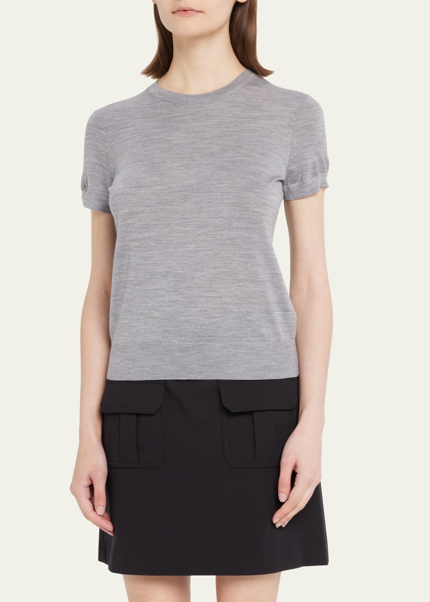 Theory Basic Regal Wool Short-Sleeve Tee Image 4 of 5