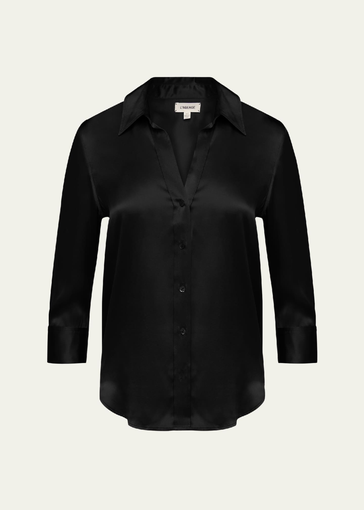 black silk button down blouse