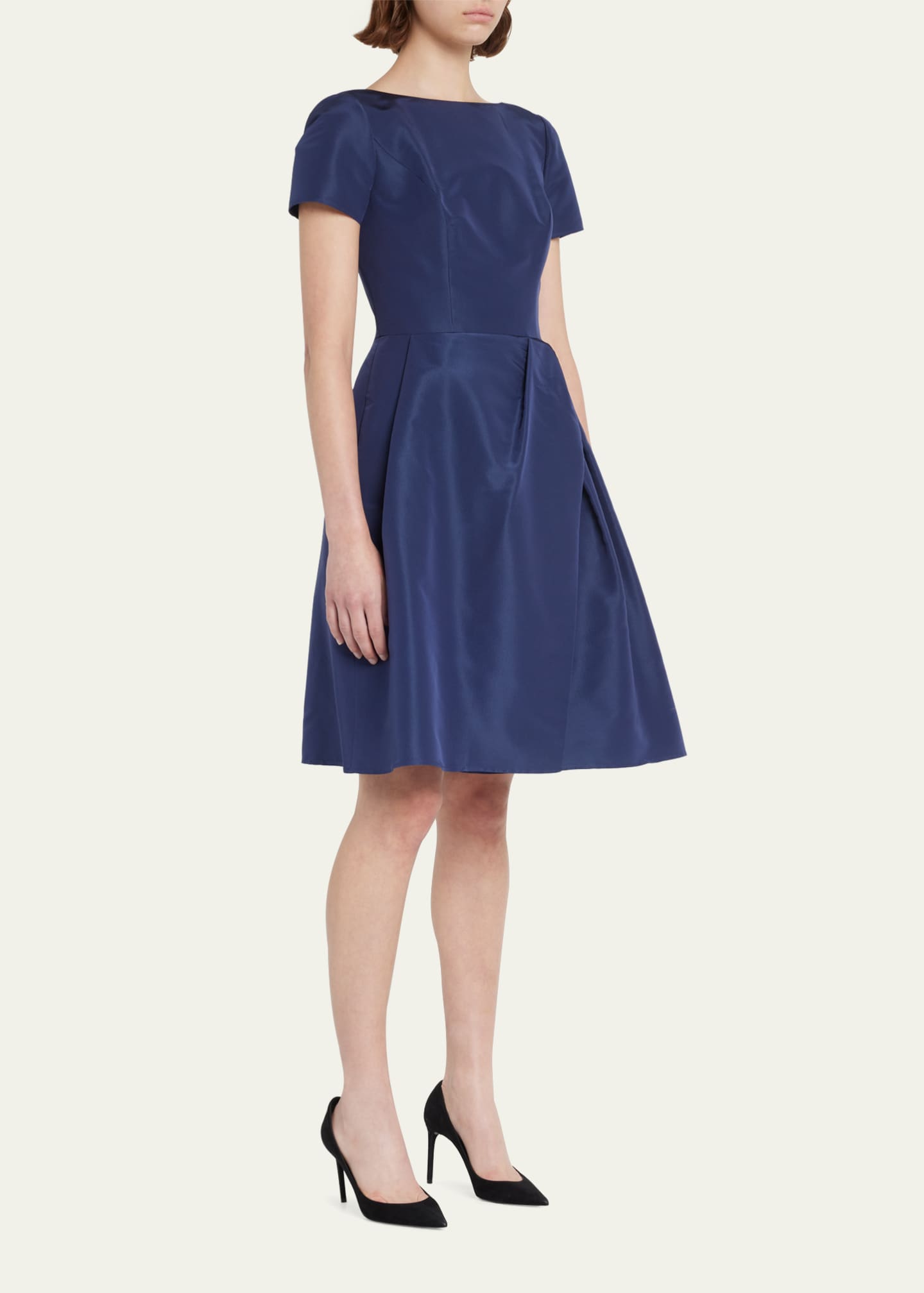 Carolina Herrera Icon Bateau Neck Short-Sleeve Dress Image 4 of 5