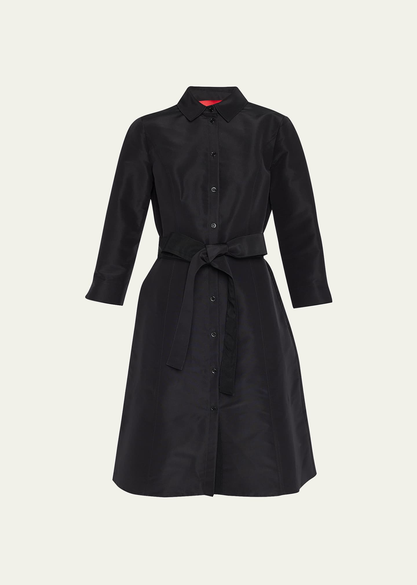 Carolina Herrera Faille 3/4-Sleeve Shirtdress Image 1 of 5