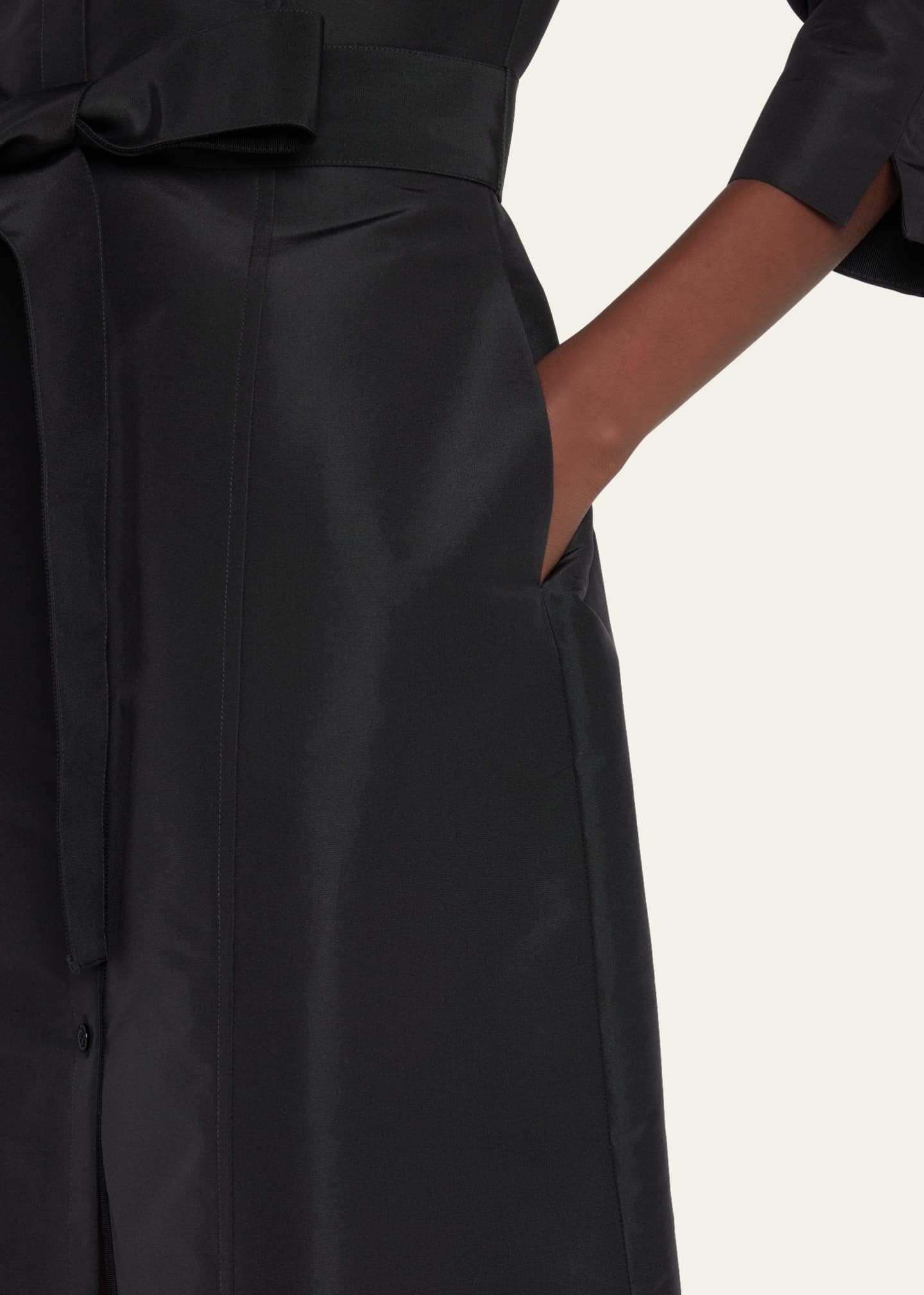 Carolina Herrera Faille 3/4-Sleeve Shirtdress Image 5 of 5