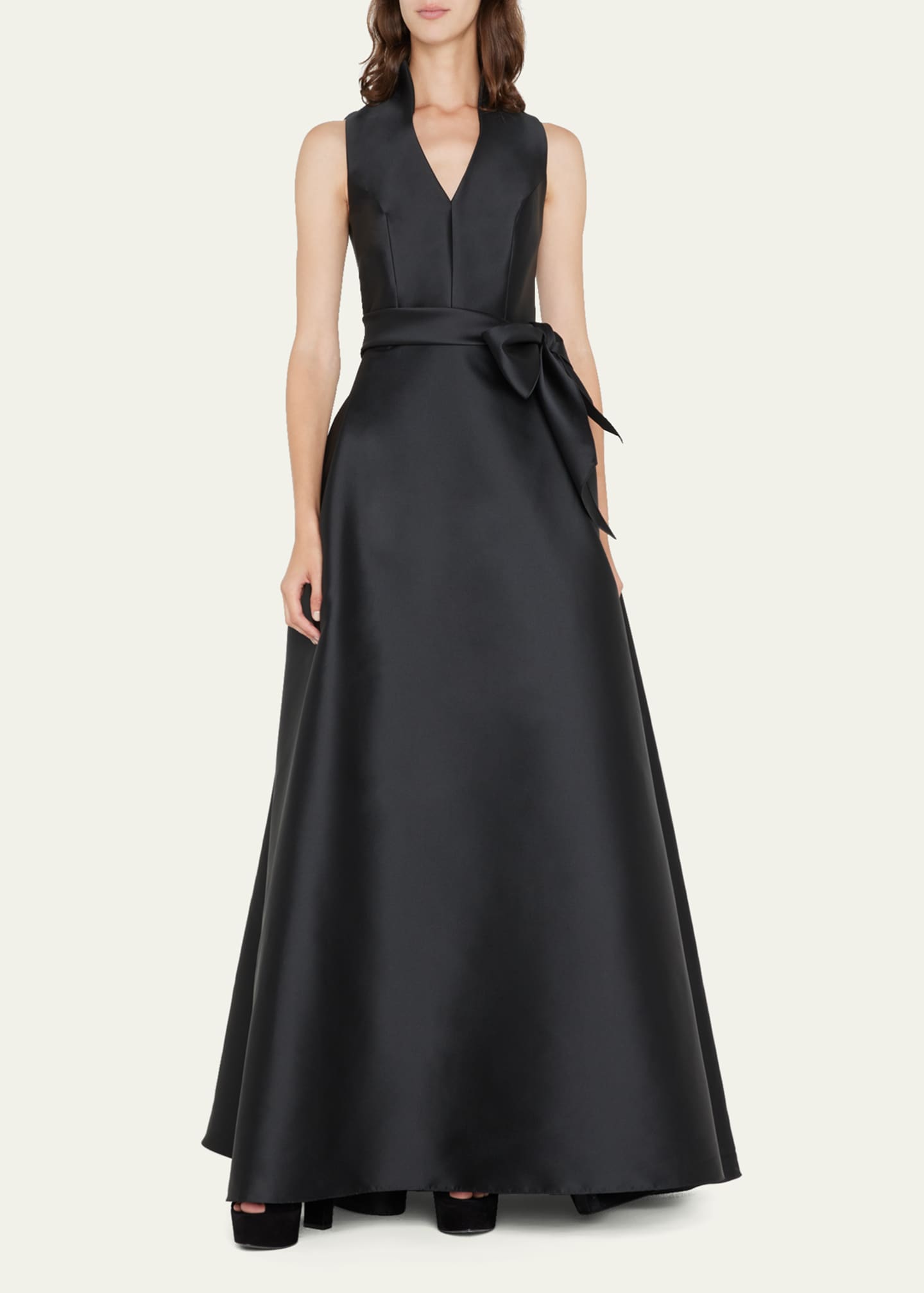 Carolina Herrera Satin V-Neck Gown Image 2 of 5