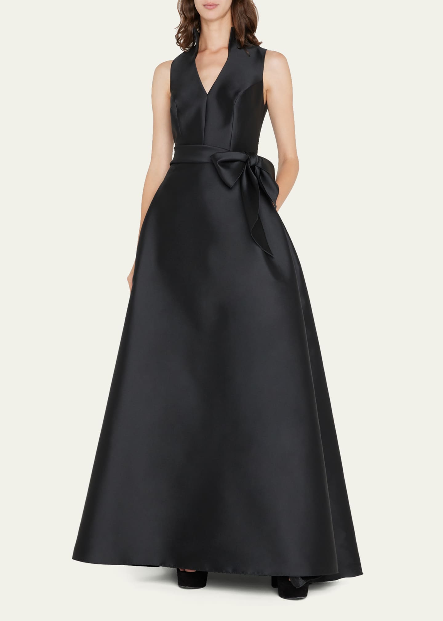 Carolina Herrera Satin V-Neck Gown Image 4 of 5