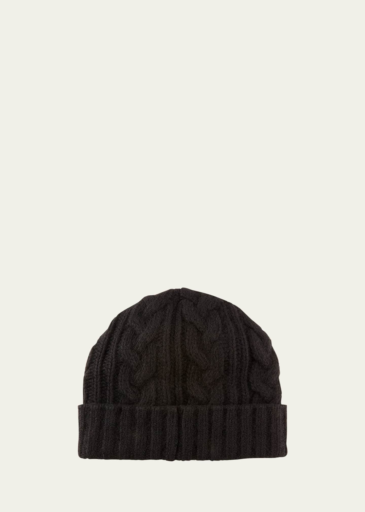 Black cable knit hat hot sale