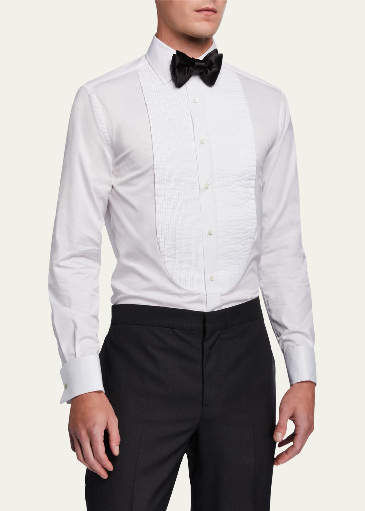 Brunello Cucinelli Men's Pleated-Bib Tuxedo Shirt Image 1 of 2