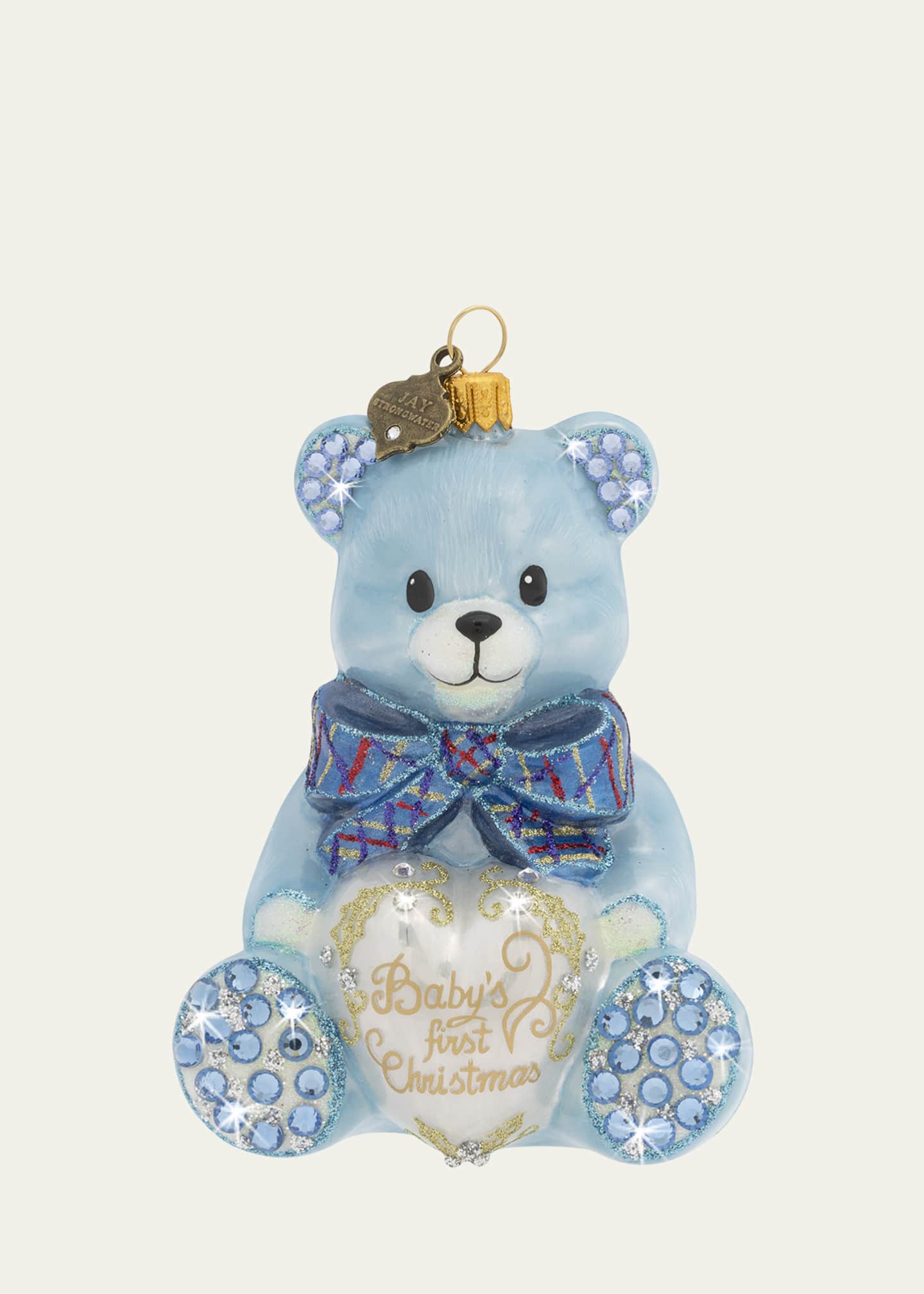 Jay Strongwater Baby’s First Christmas Teddy Glass Ornament Bergdorf
