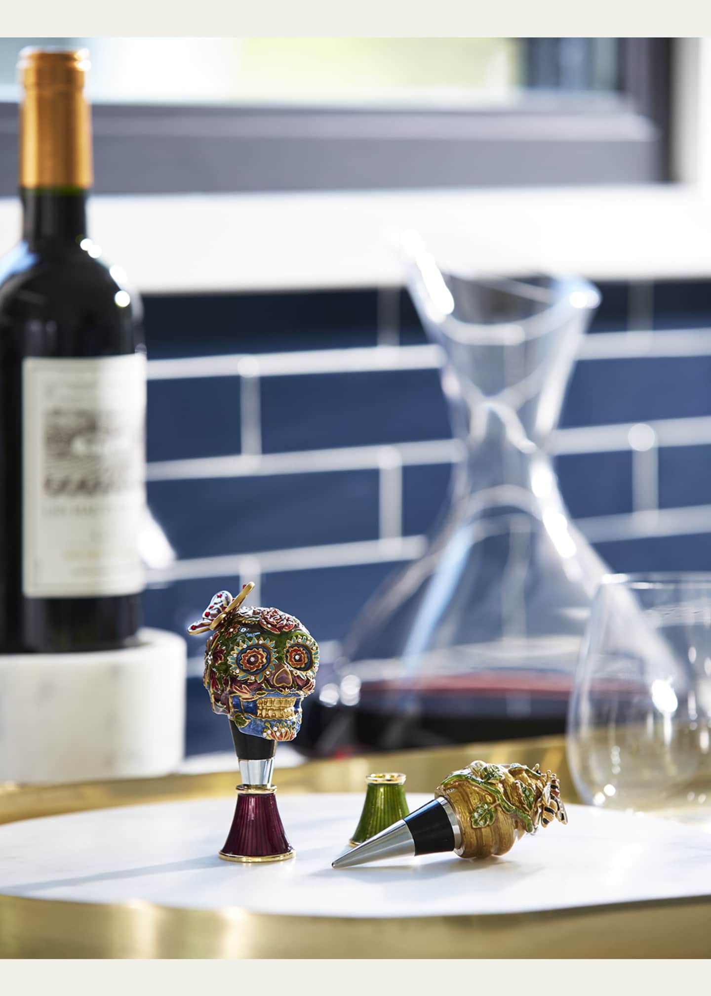 Jay Strongwater Skull Wine Stopped and Stand Image 3 of 3