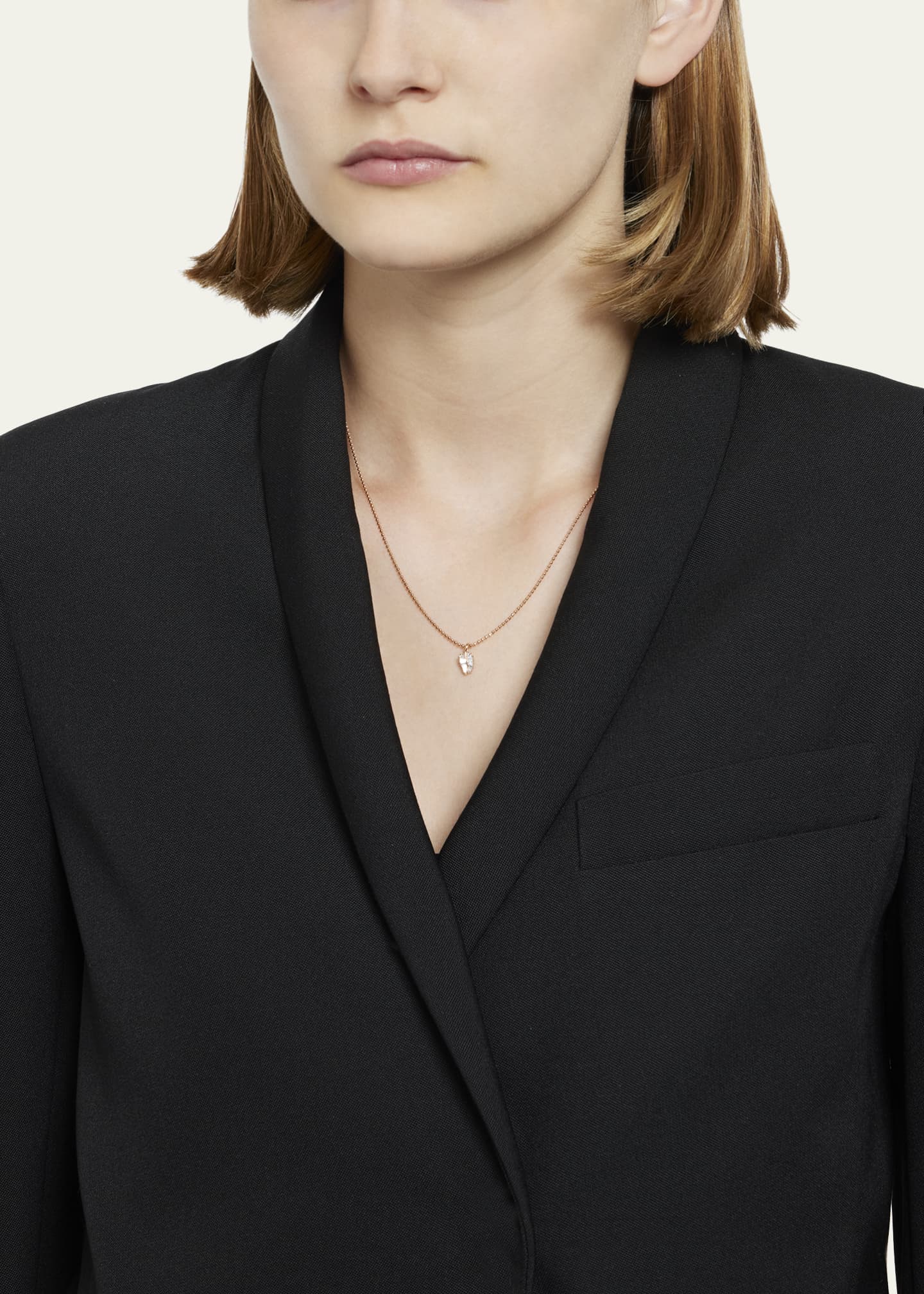 Anita Ko 18k Rose Gold Diamond Baguette Palm Leaf Necklace Image 2 of 4