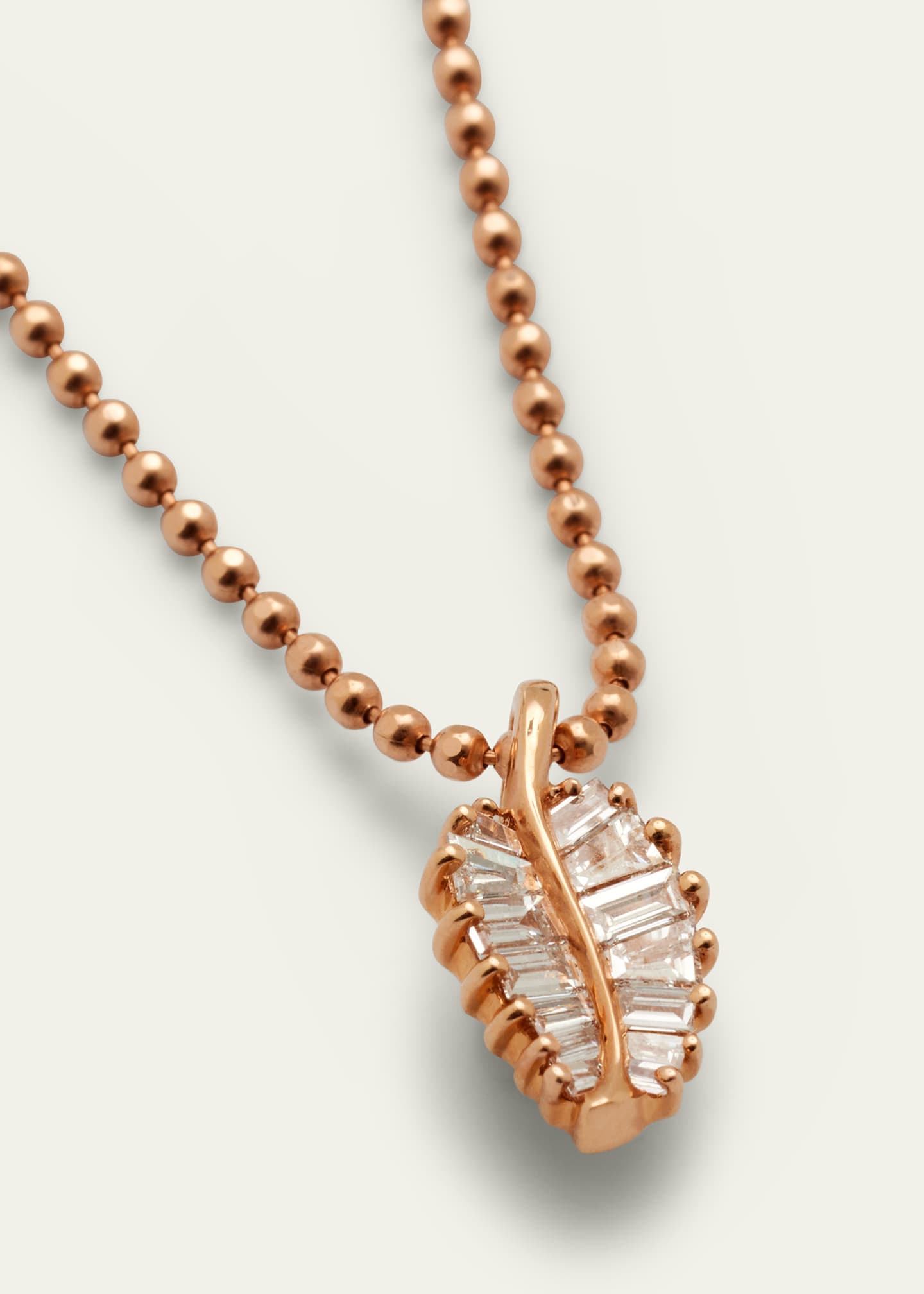 Anita Ko 18k Rose Gold Diamond Baguette Palm Leaf Necklace Image 3 of 4