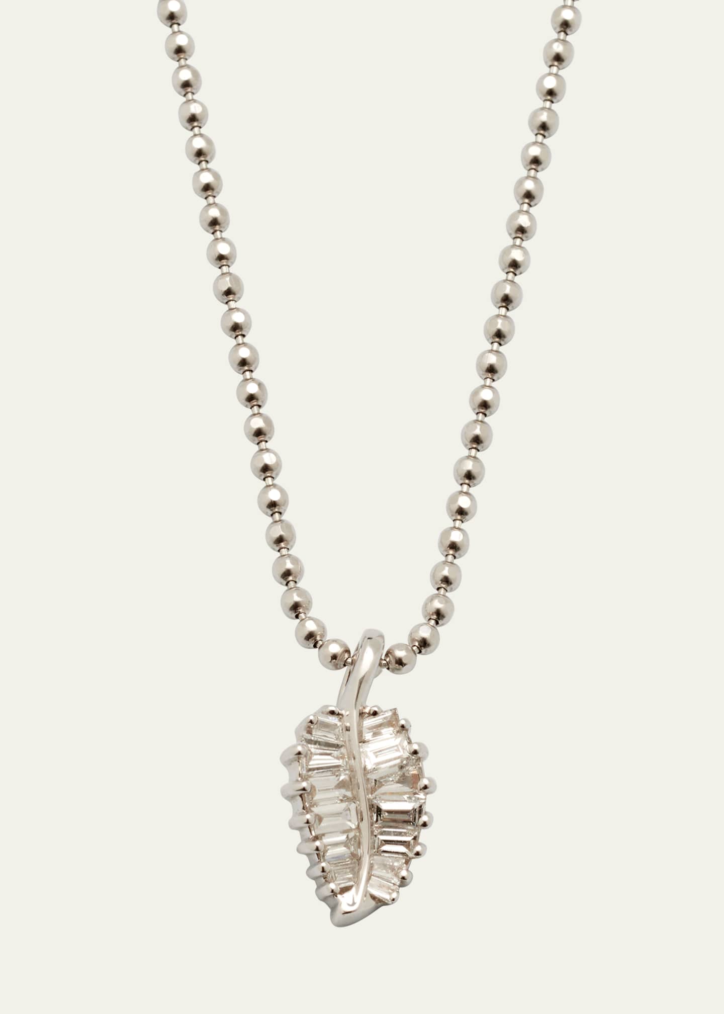 Anita Ko 18K White Gold Diamond Baguette Palm Leaf Necklace Women s Necklaces Diamond Necklaces