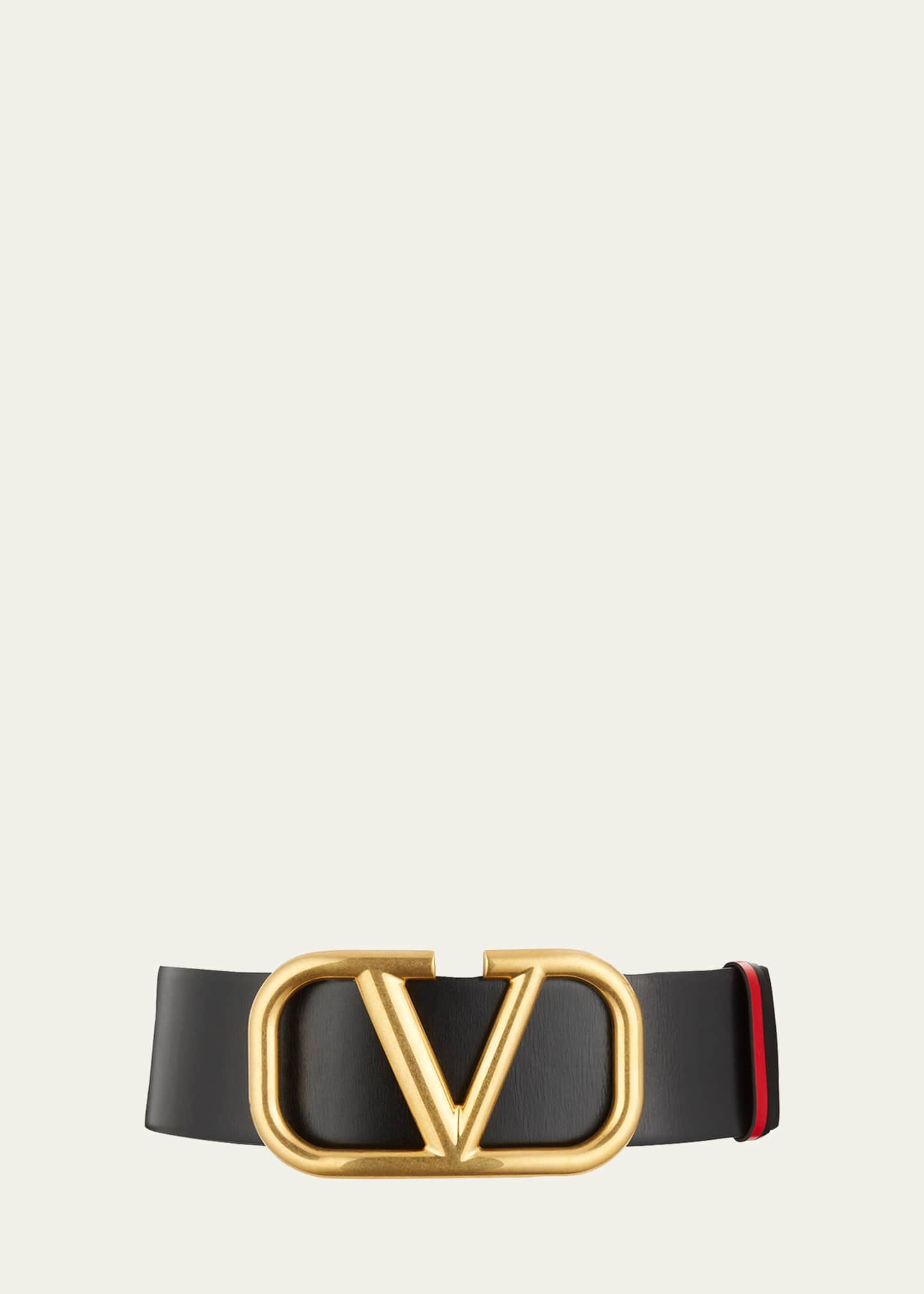 V Logo Leather Belt in Black - Valentino Garavani