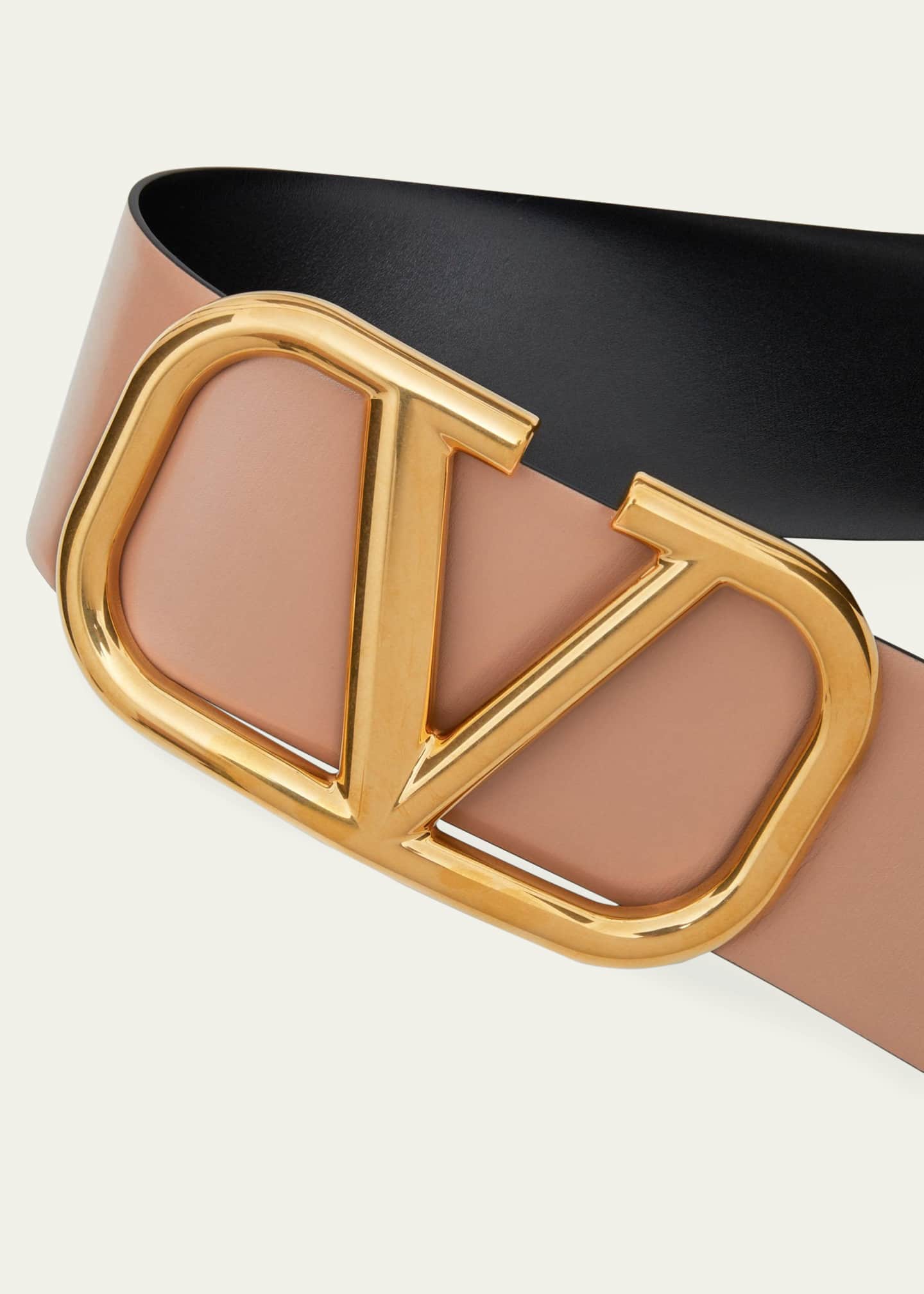 Valentino Garavani V-Logo 70mm Wide Box Leather Belt Valentino Garavani V-Logo 70mm Wide Box Leather Belt