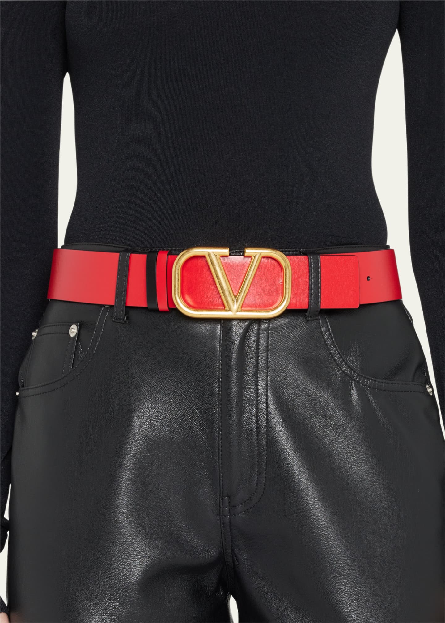 VALENTINO VLOGO レザー ベルト Reversible Vlogo Signature Belt In Glossy Calfskin 40 Mm for