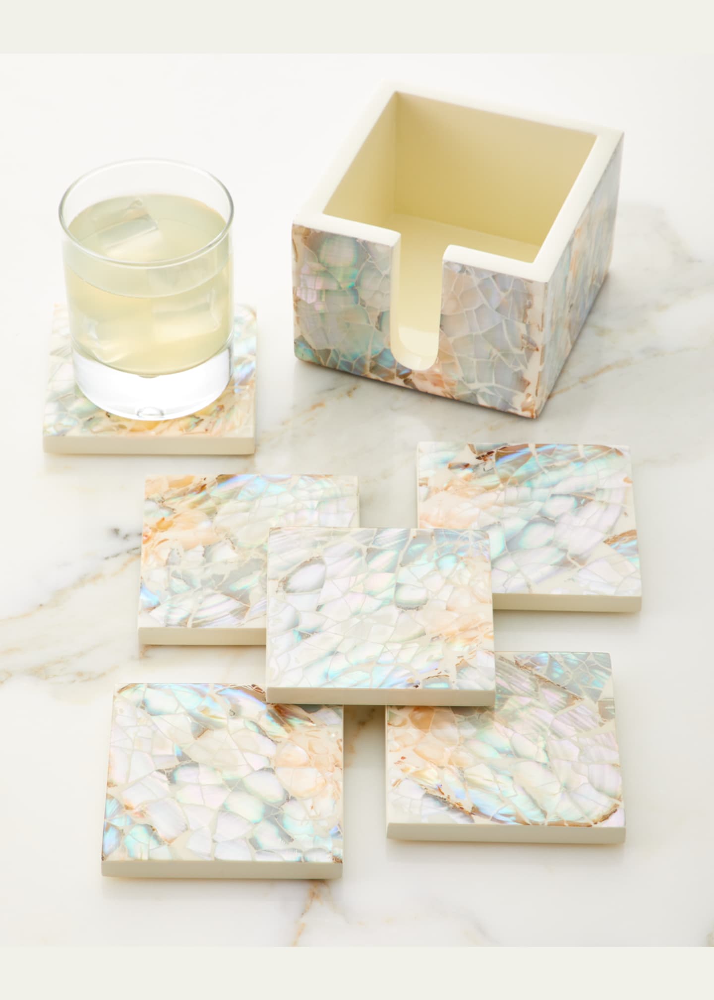 LADORADA Mother of Pearl Natural Coasters, Set of 6 Image 3 of 3