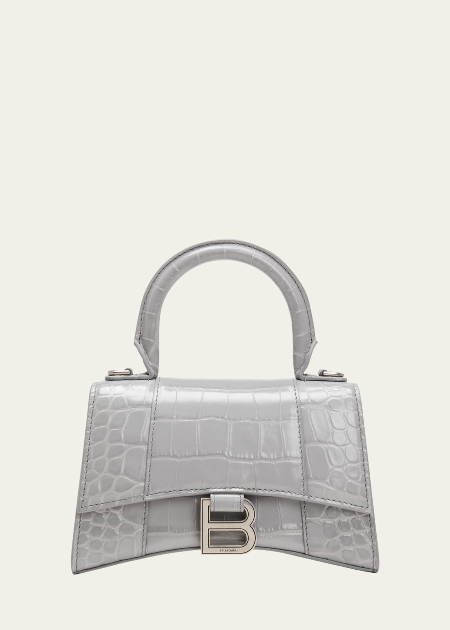 ハンドバッグ Balenciaga Hourglass Xs Crocodile Top Handle Bag Balenciaga Hourglass XS Crocodile-Embossed Top-Handle Bag
