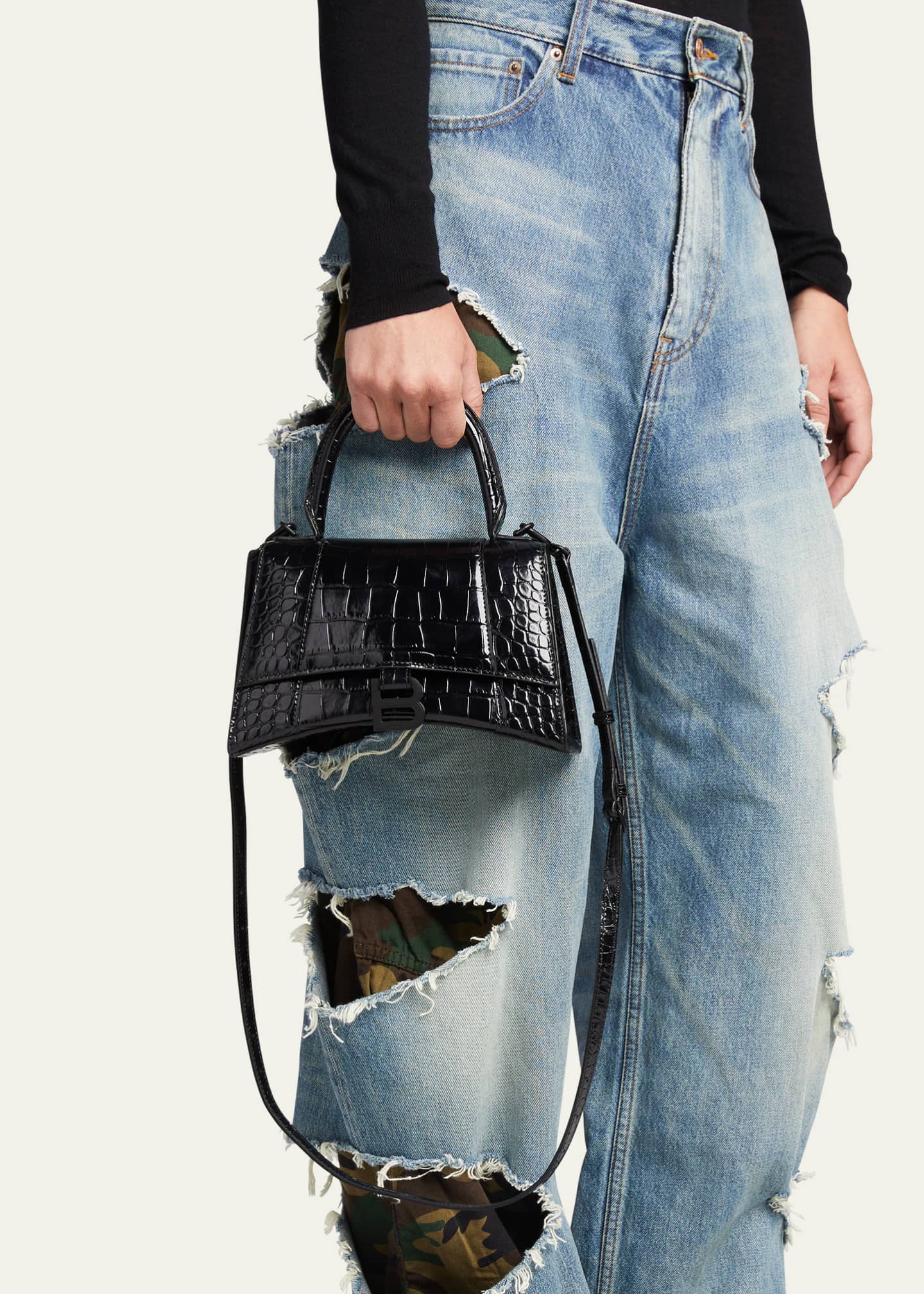 Balenciaga hourglass small leather tote store