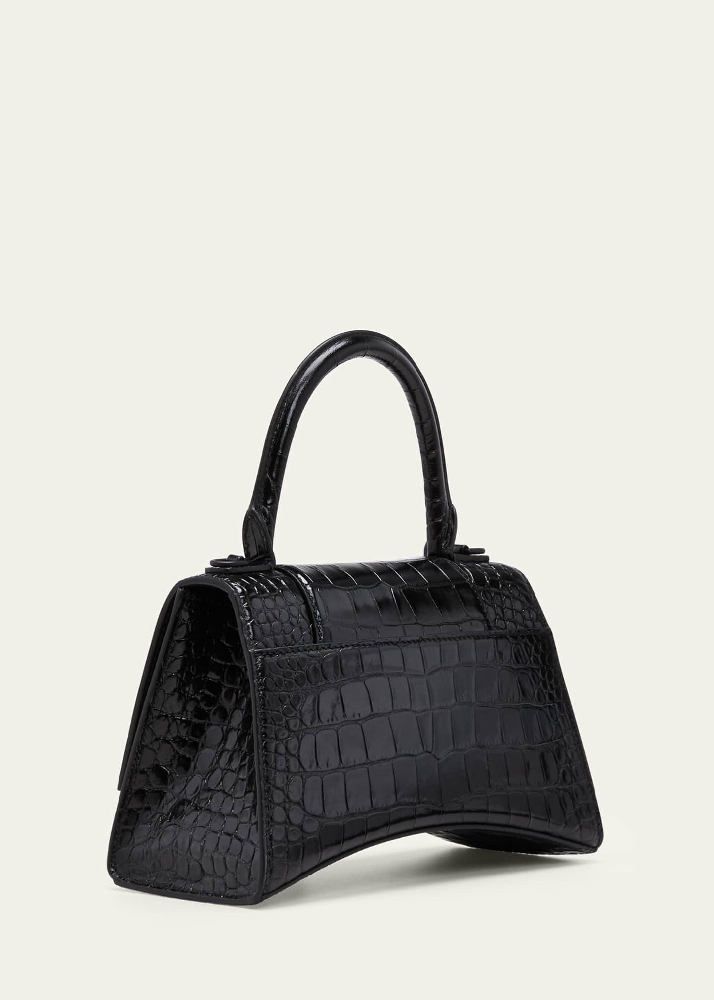 Balenciaga Hourglass Small Crocodile Embossed Top Handle Bag