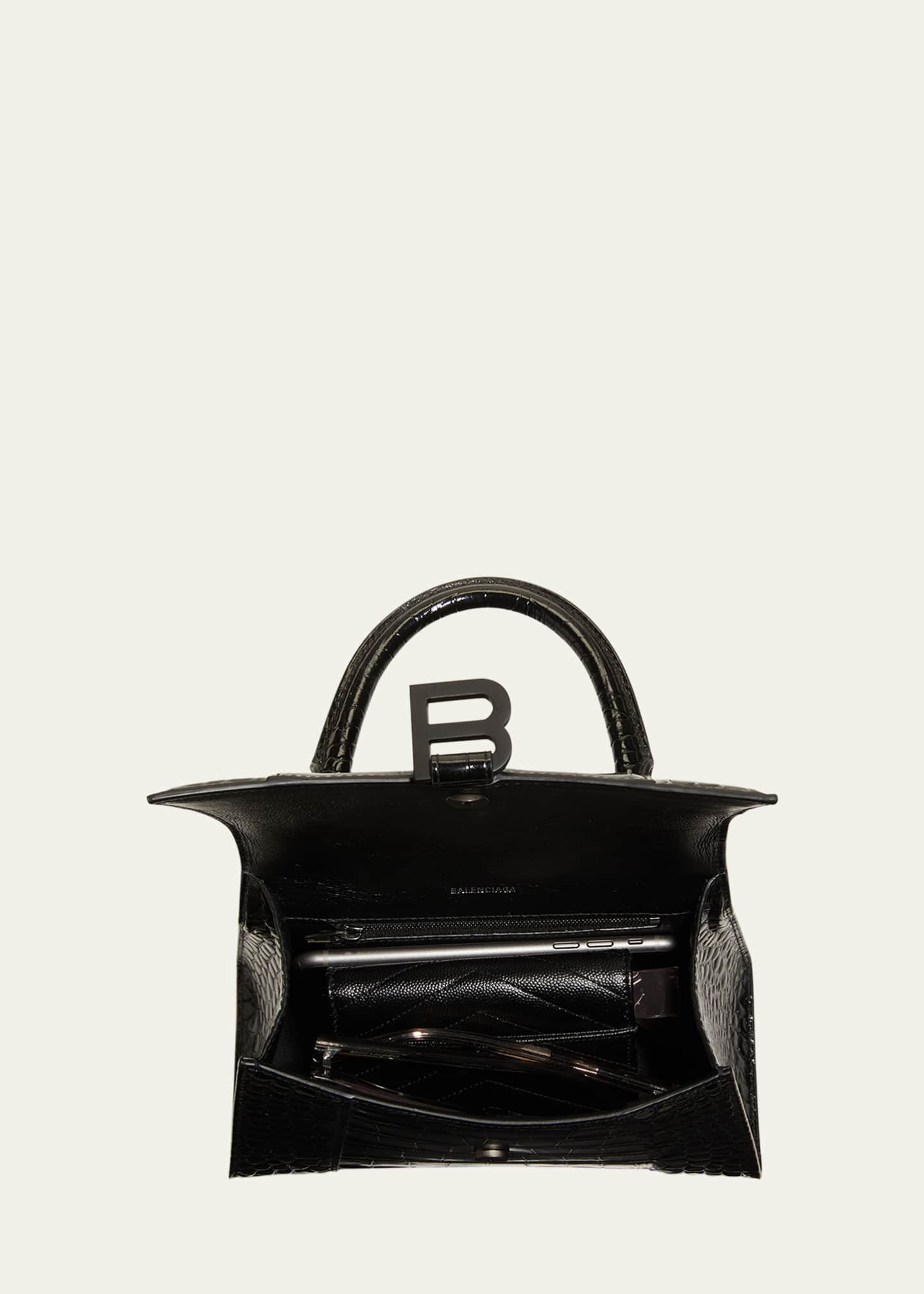 Balenciaga Hourglass Small Crocodile Embossed Top Handle Bag Bergdorf Goodman