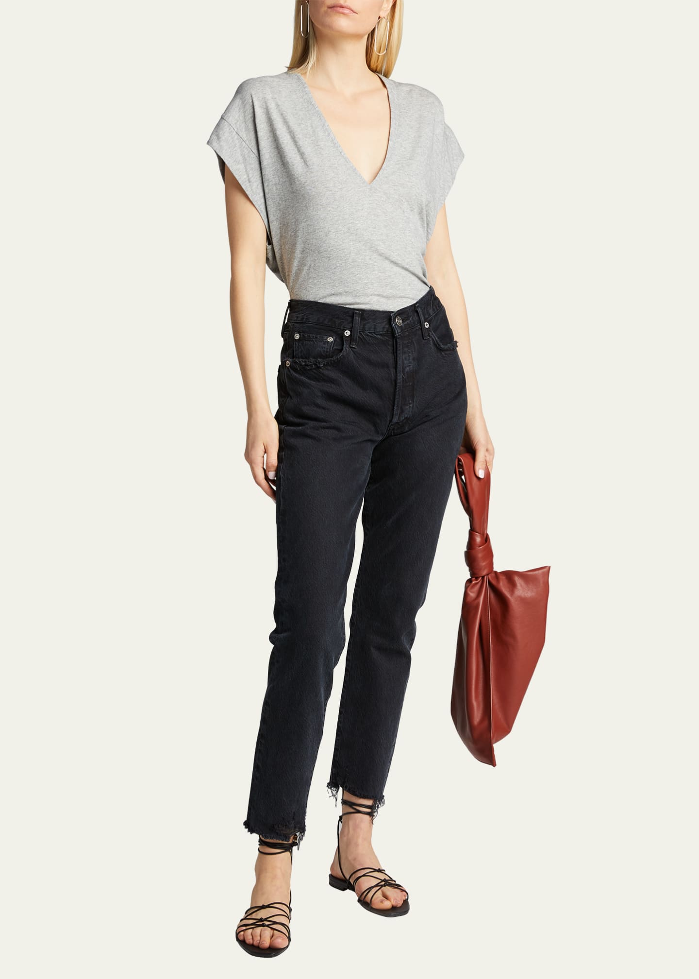 FRAME Le Mid Rise V-Neck Tee Image 2 of 5