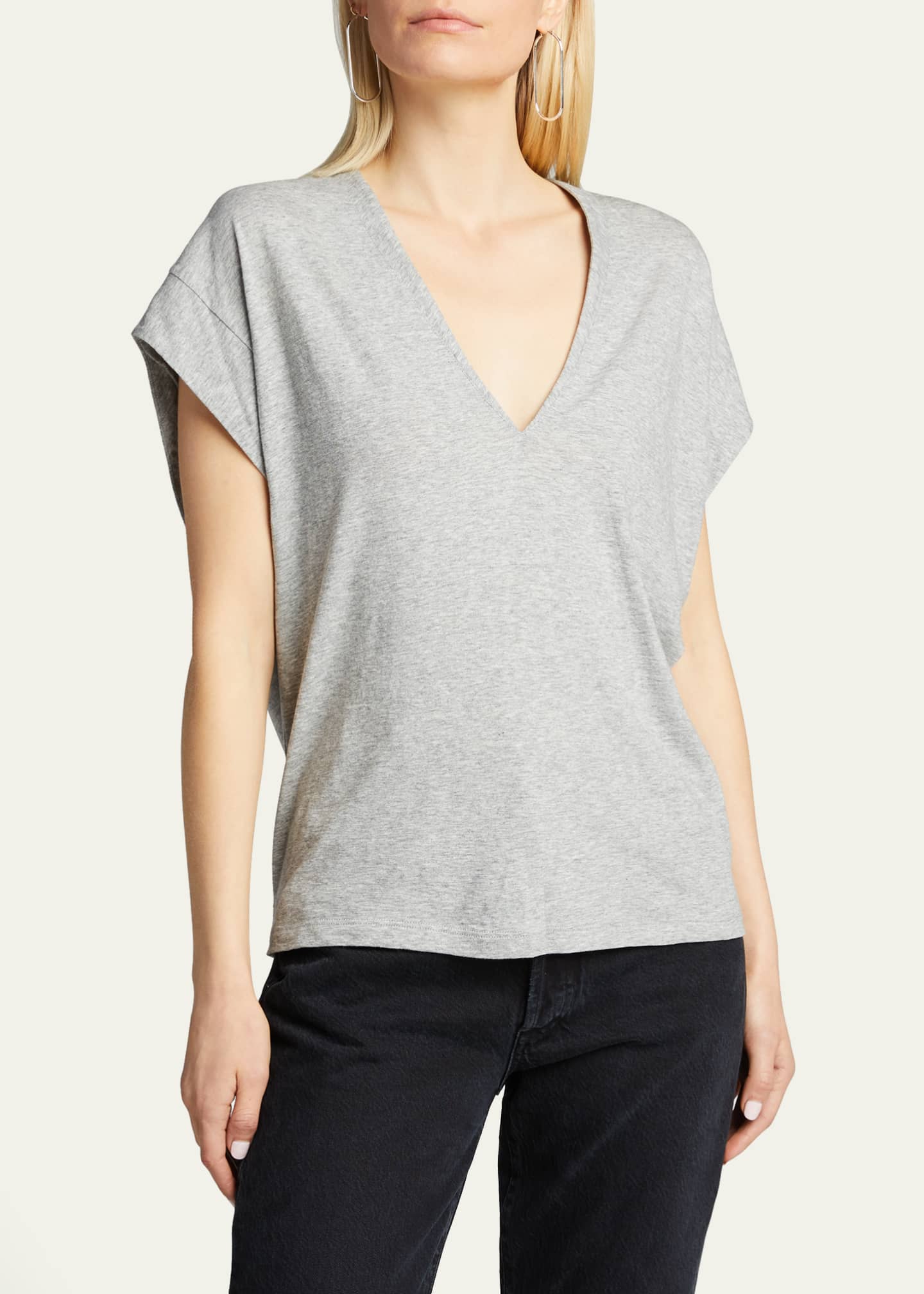 FRAME Le Mid Rise V-Neck Tee Image 4 of 5
