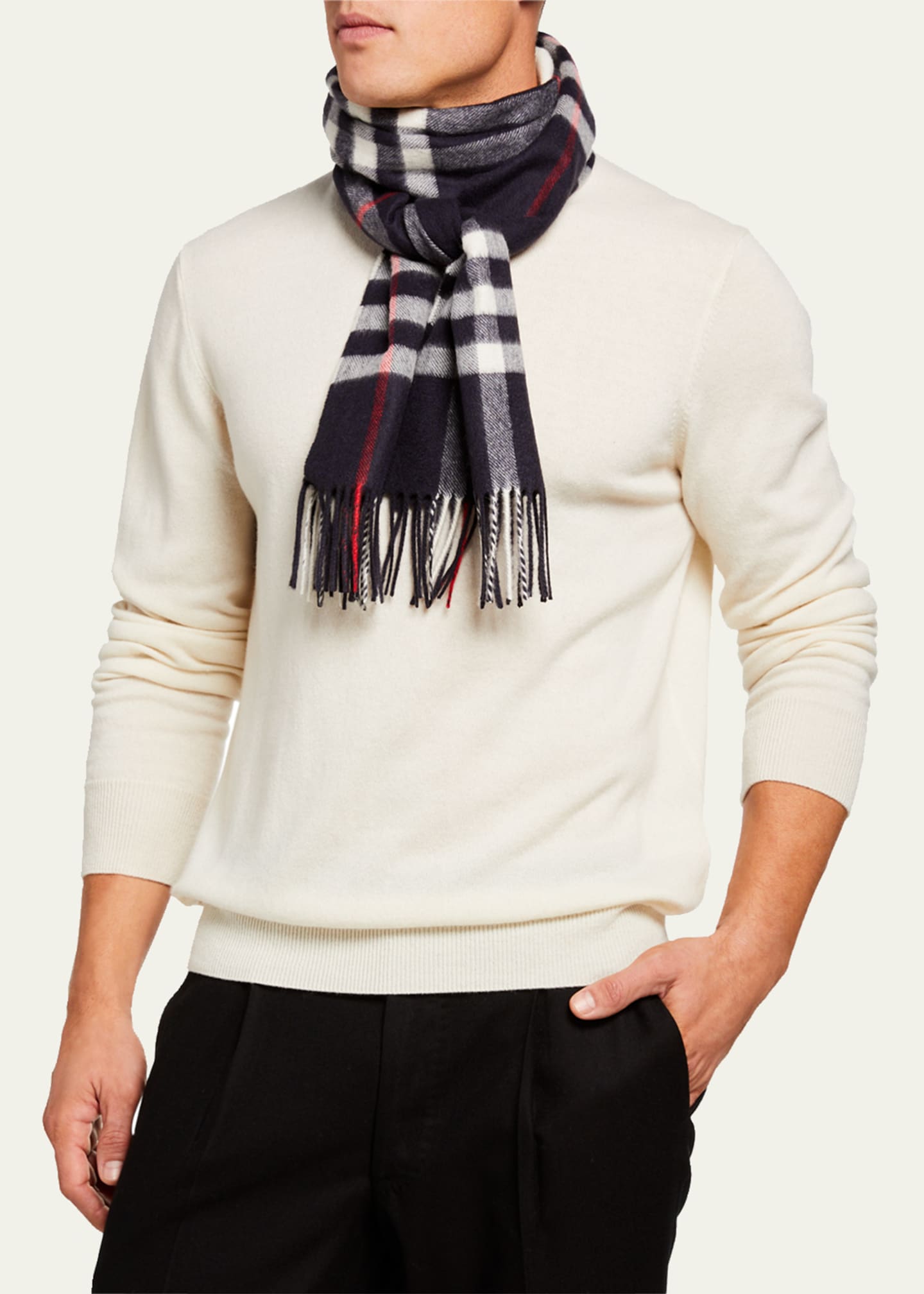 Burberry Men's Check Cashmere Scarf -