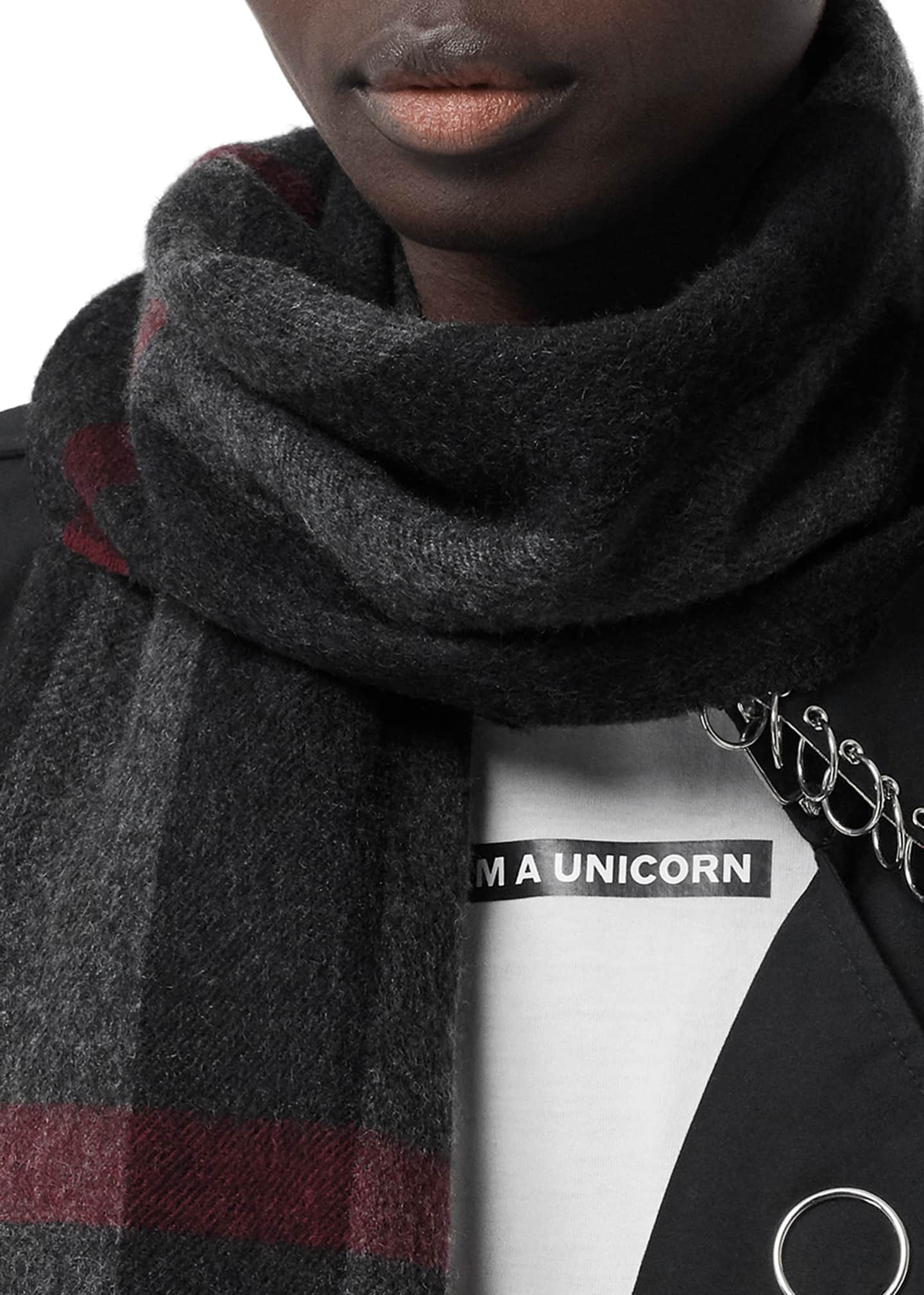 Burberry half mega check cashmere scarf best sale