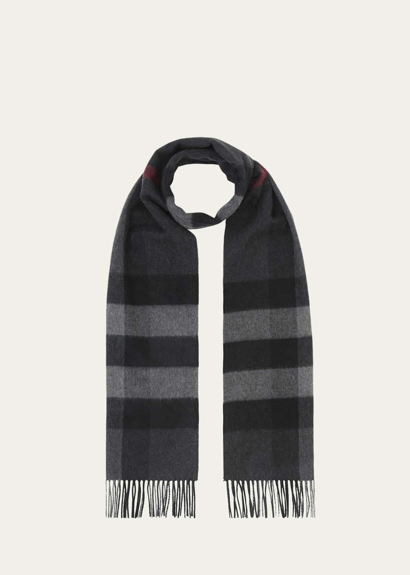 Burberry Check Cashmere Scarf in White