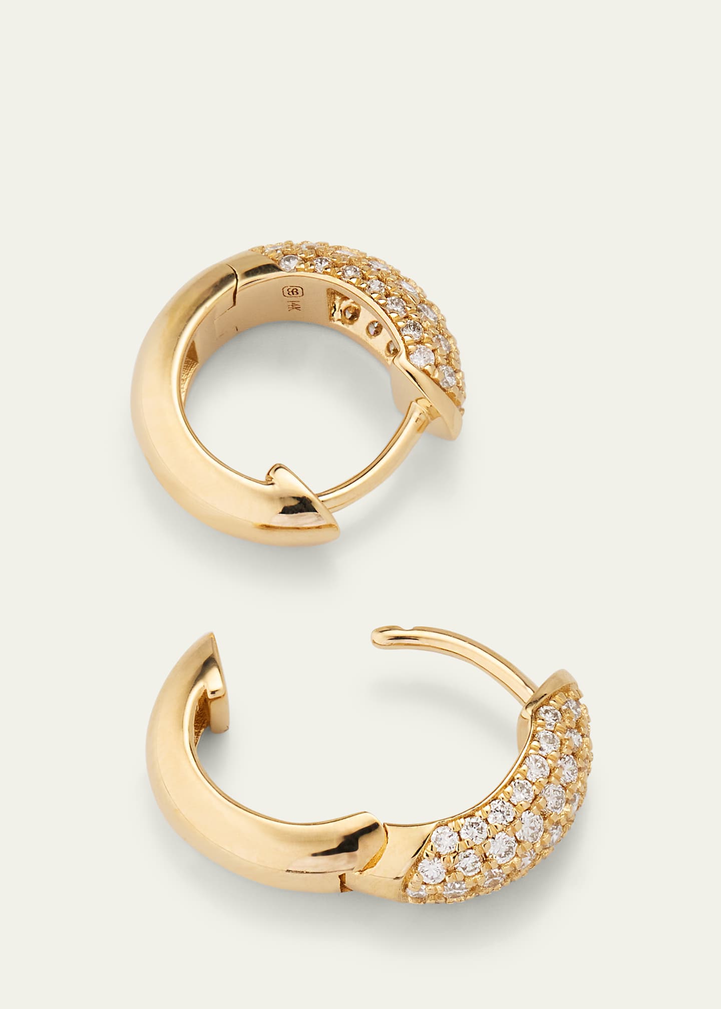 Sydney Evan 14k Puffy Diamond Huggie Hoop Earrings Image 4 of 4