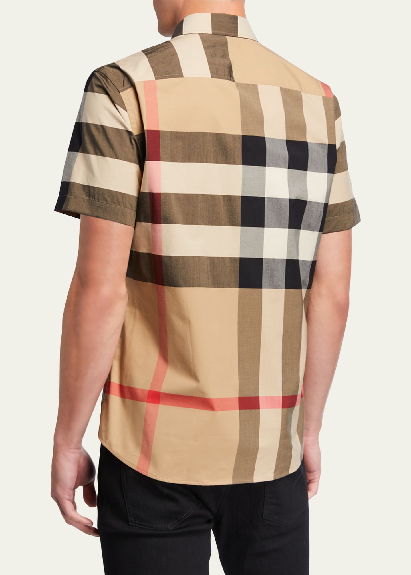 Burberry 'Somerton' Short Sleeve Check Stretch Cotton Shirt