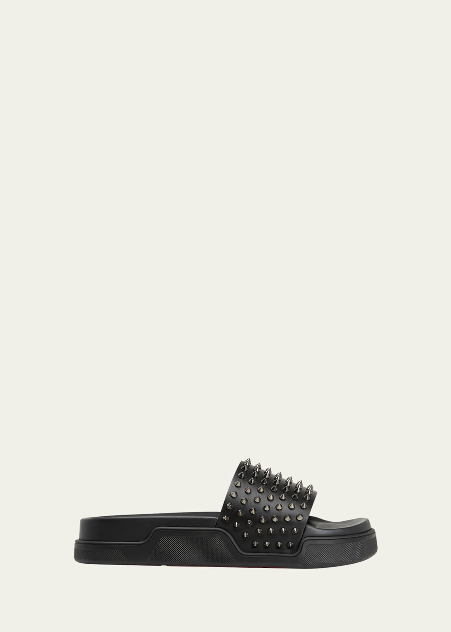 Christian Louboutin Louboutin slides in black leather with spikes