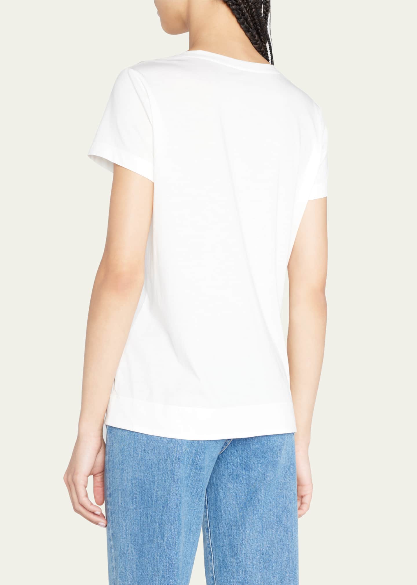Lafayette 148 New York Modern V-Neck Short-Sleeve Cotton Jersey Tee Image 3 of 5