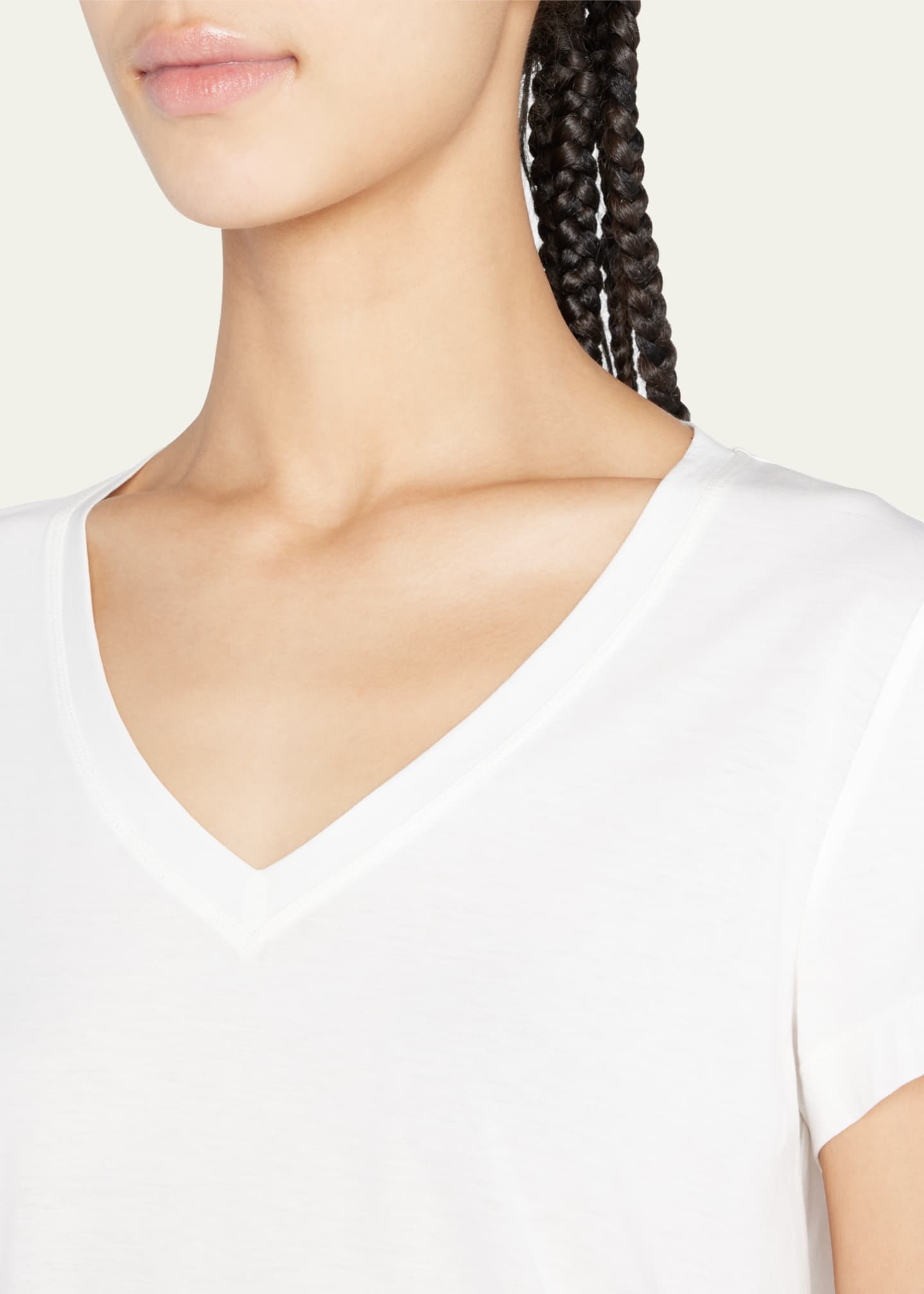 Lafayette 148 New York Modern V-Neck Short-Sleeve Cotton Jersey Tee Image 5 of 5