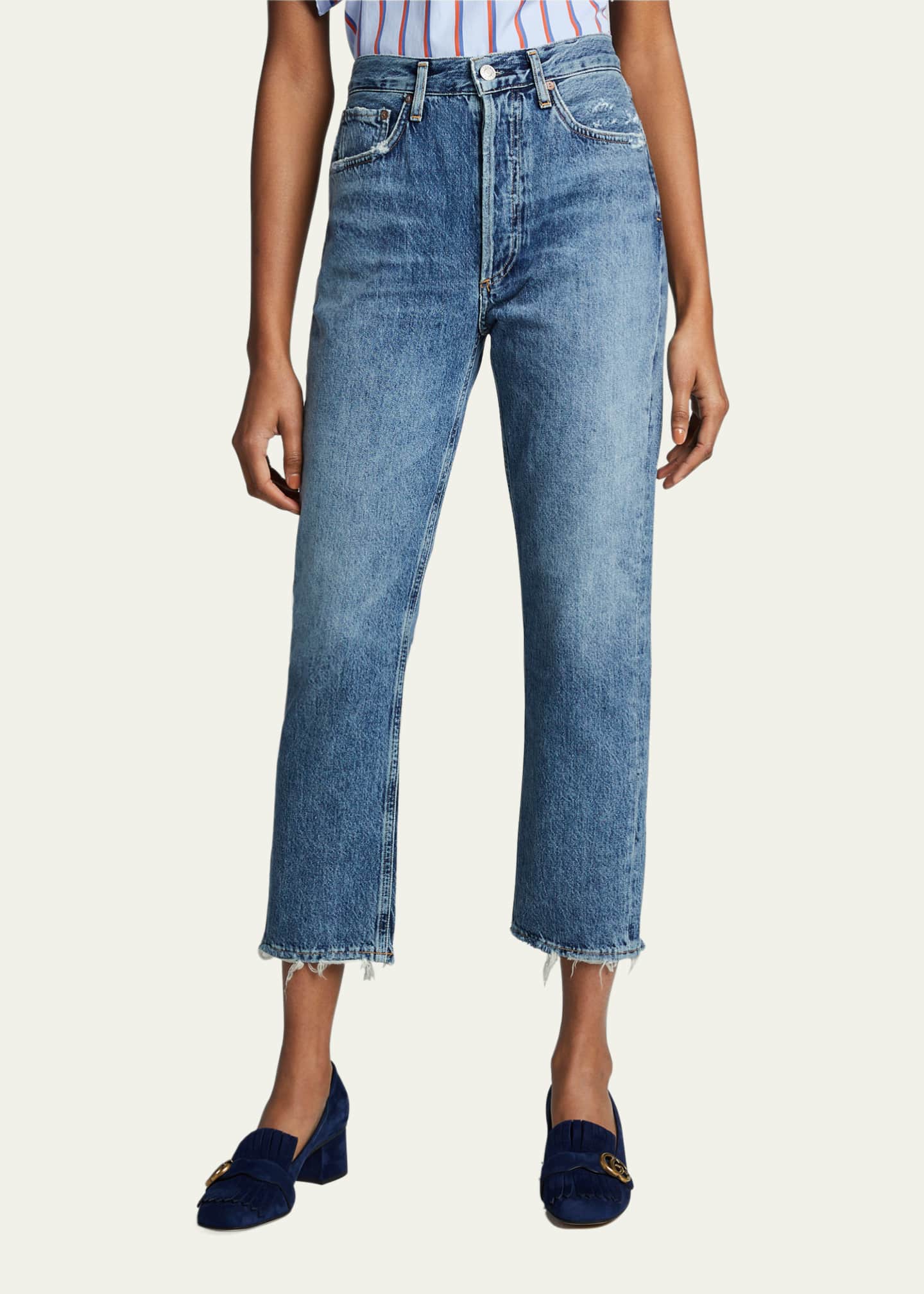 AGOLDE Riley High-Rise Straight Crop Jeans - Bergdorf Goodman
