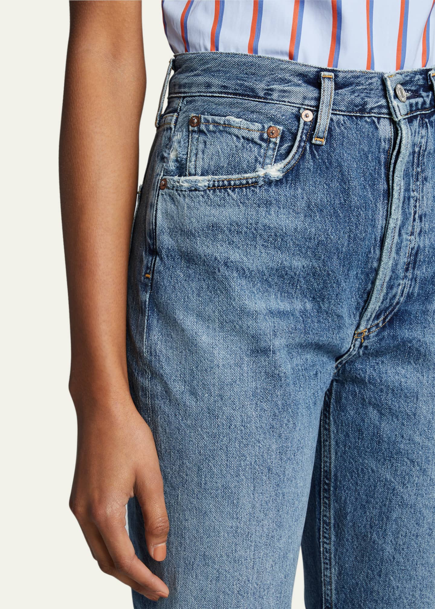 【関税込み】AGOLDE ブルー Riley ジーンズ $198 Agolde Women's Blue Riley Slim Straight Crop Jeans