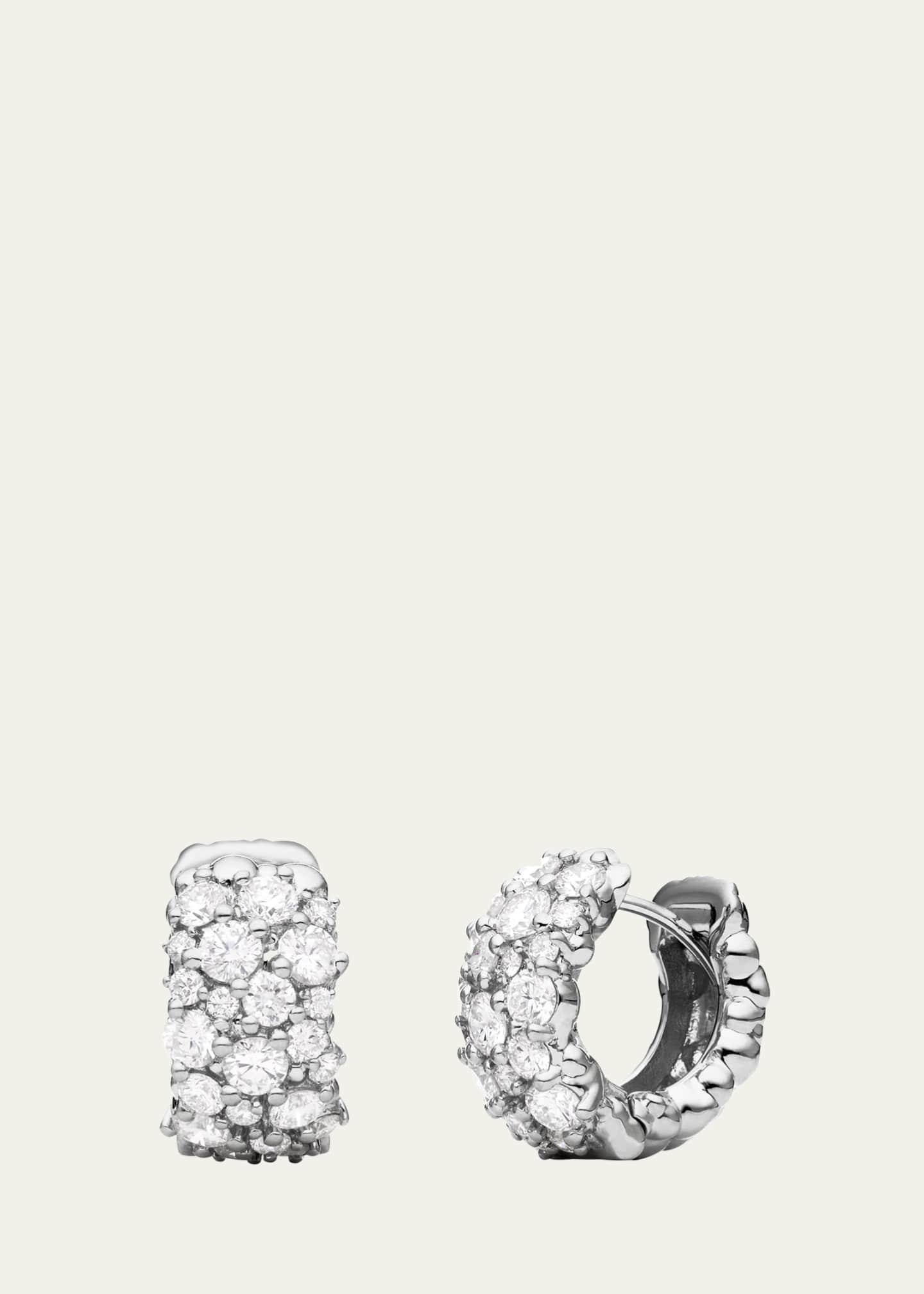 Paul Morelli 18K White Gold Large White Diamond Confetti Hoop Earrings